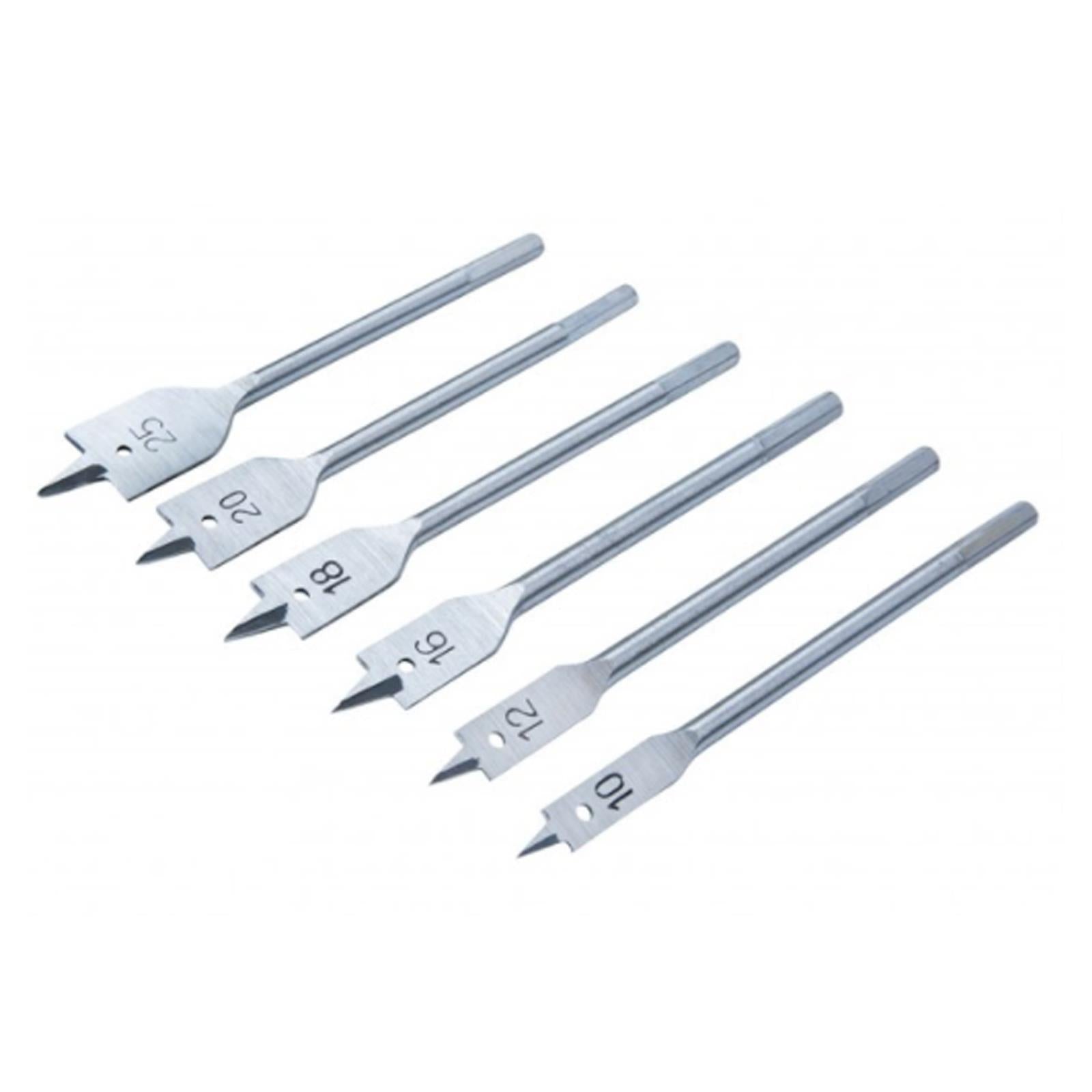 Bluespot6pc Flat WoodDrill Spade Hole Cutter Bore Set 10mm 12mm 16mm 18mm 20mm 25mm