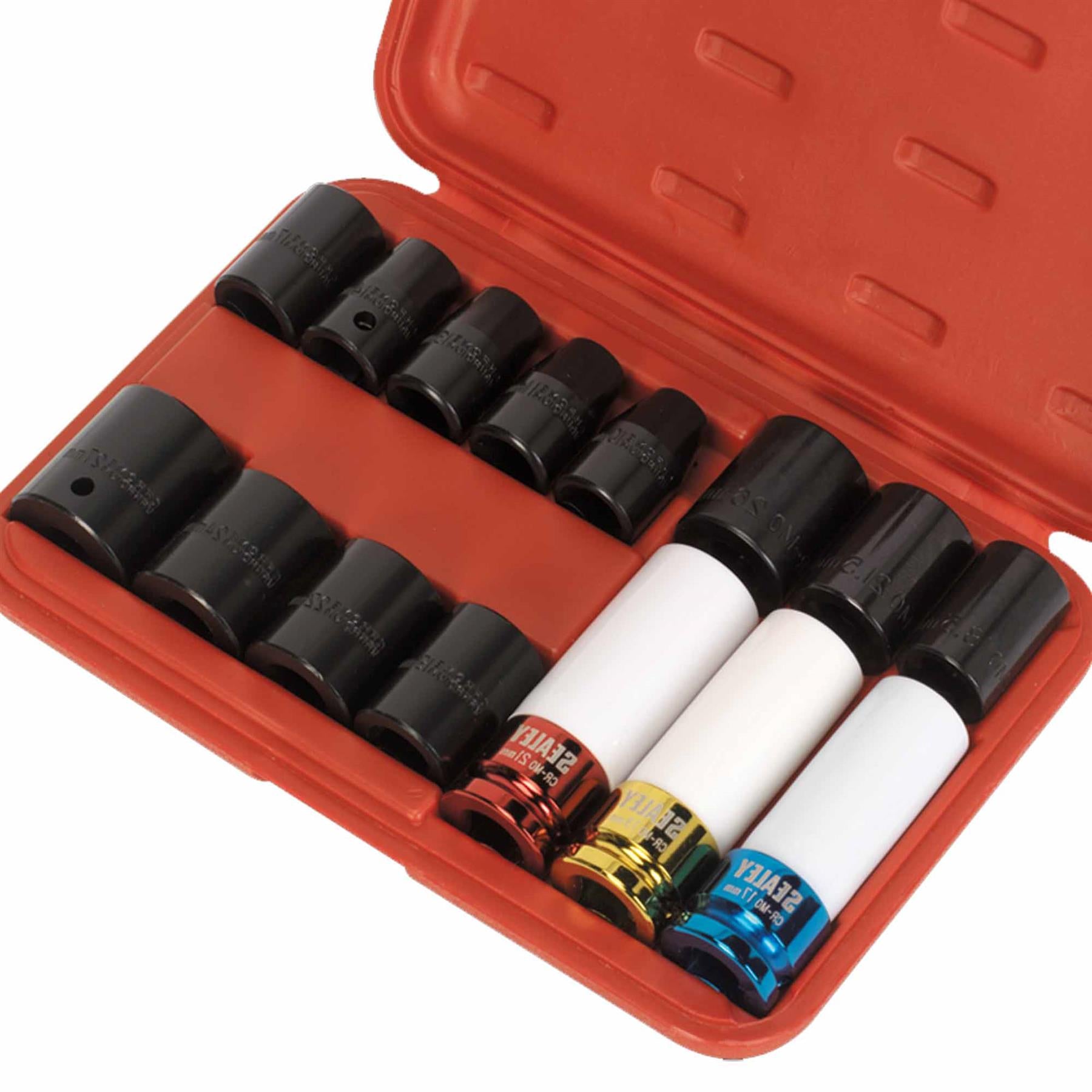 Impact Socket & Wheel Nut Remover Set 15pc 1/2"Sq Drive. Sealey