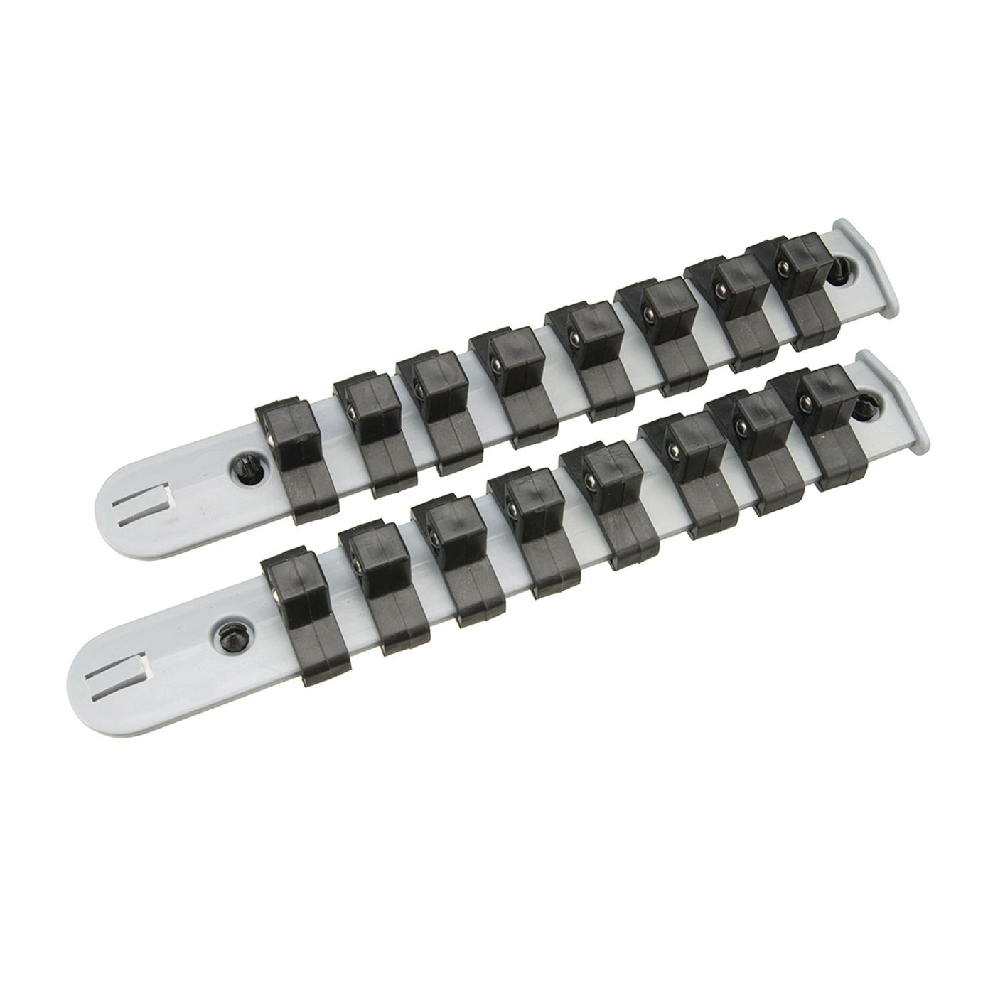 3/8" Drive Socket Holder Storage Organiser Rail Set - 16 Clips For Wall Mounting