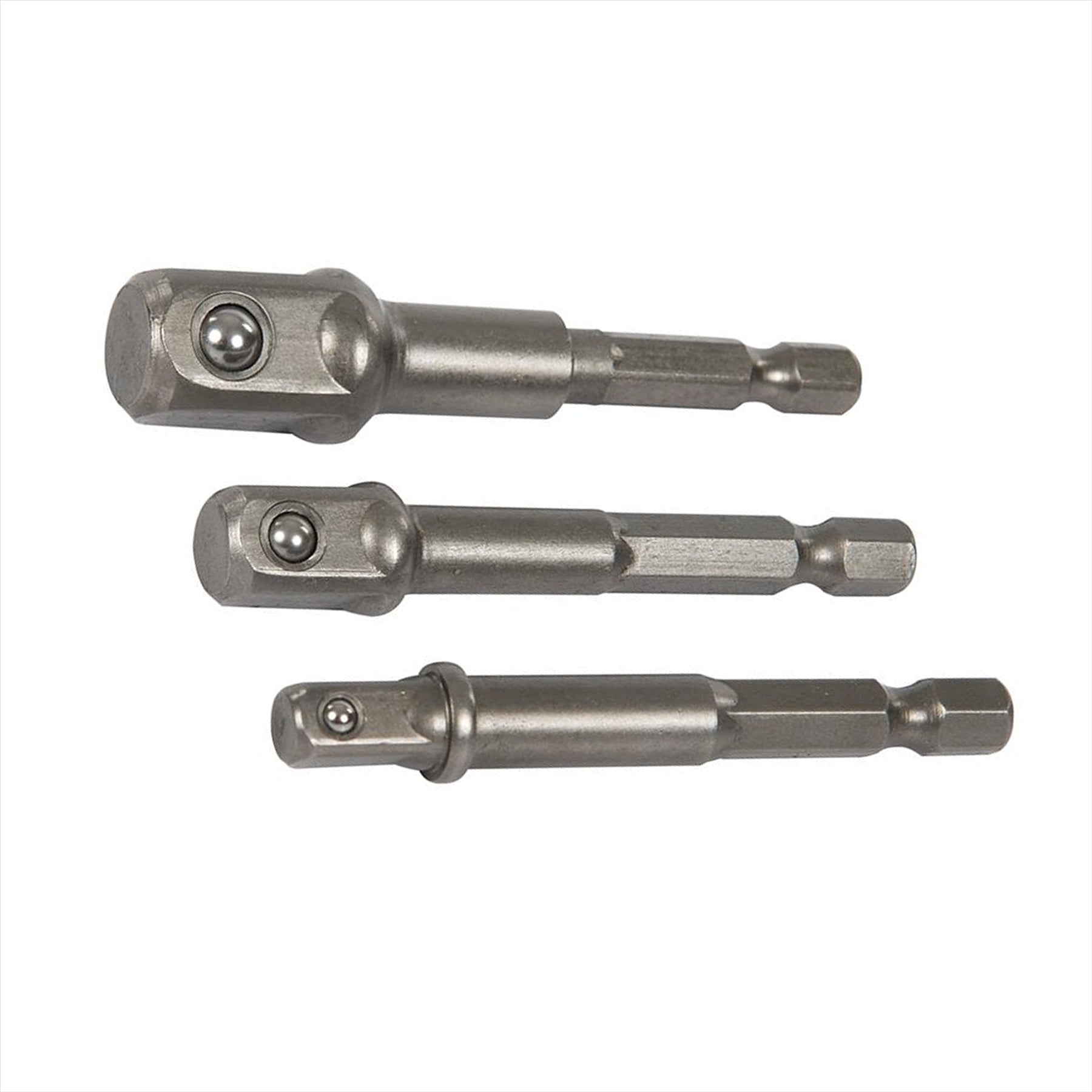 CRV Steel Socket Driver Set 3pcs 1/2" 1/4" 3/8" 1/4" Hex Shank Drill & Drill Drivers Converter