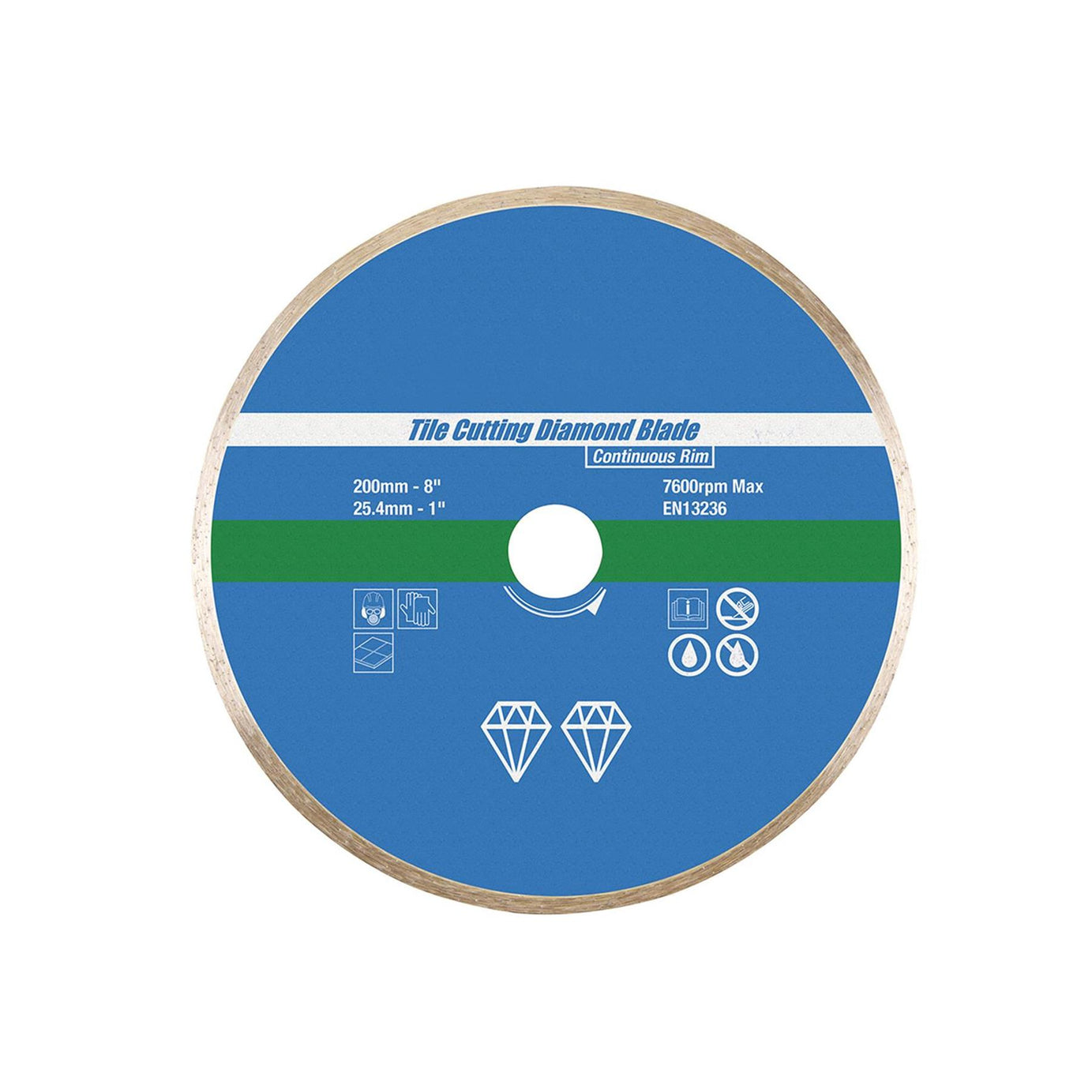 Continous Rim Tile Ceramic Cutting Diamond Blade 200 x 25.4mm Wet Or Dry Use Saw Blade