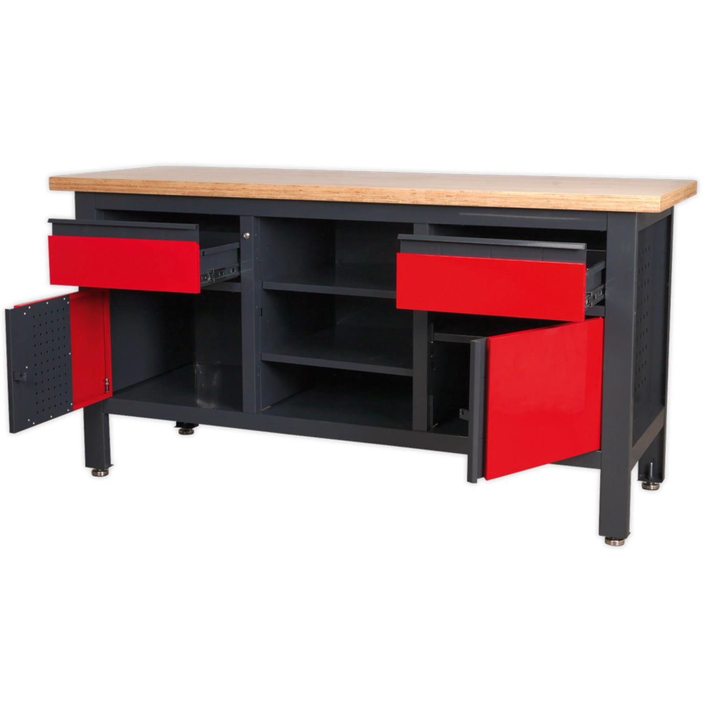 Sealey Workstation with 2 Drawers, 2 Cupboards & Open Storage
