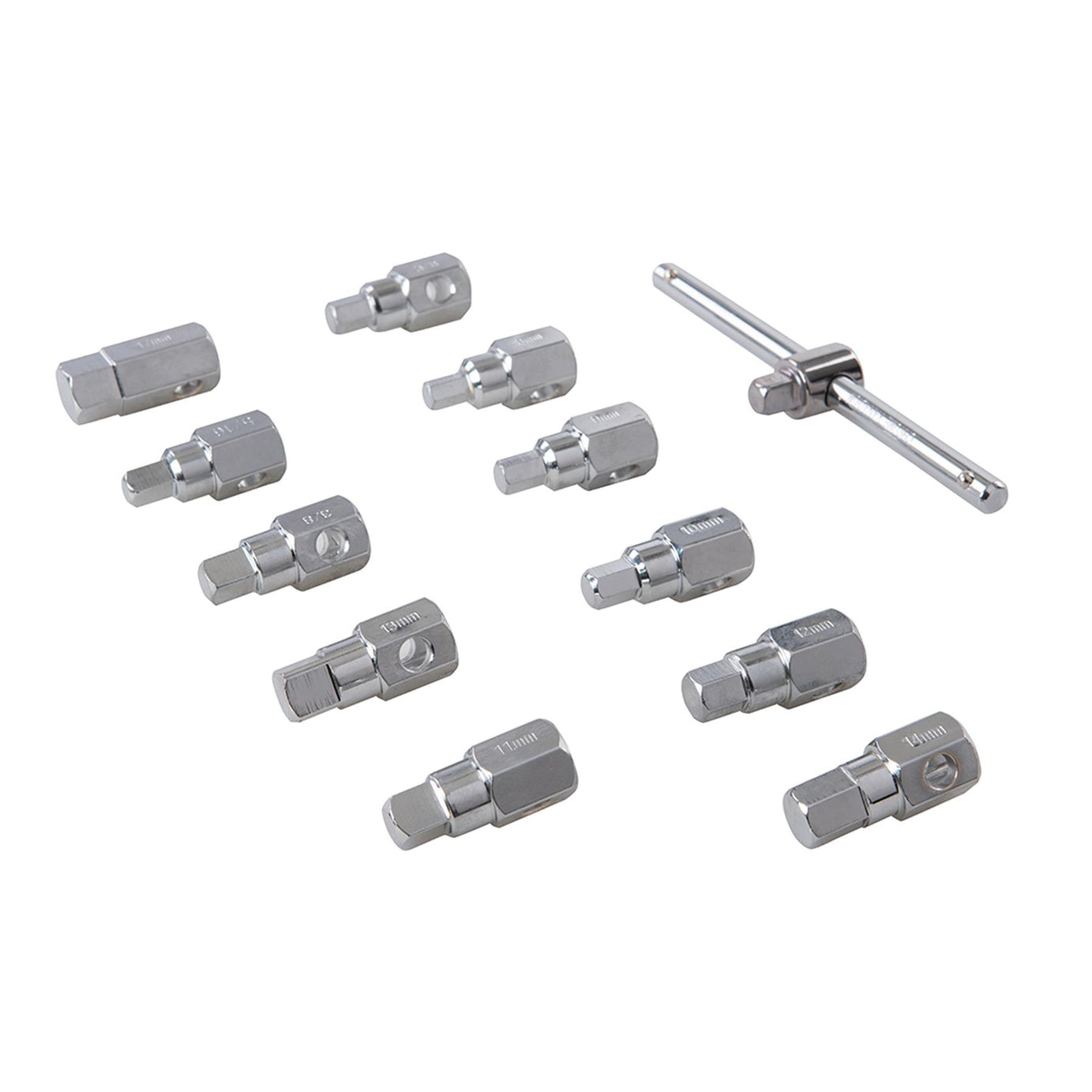 Universal Drain Plug Key Set 12Pc 3/8" / 8 - 17mm Hexagonal And Square Shaped
