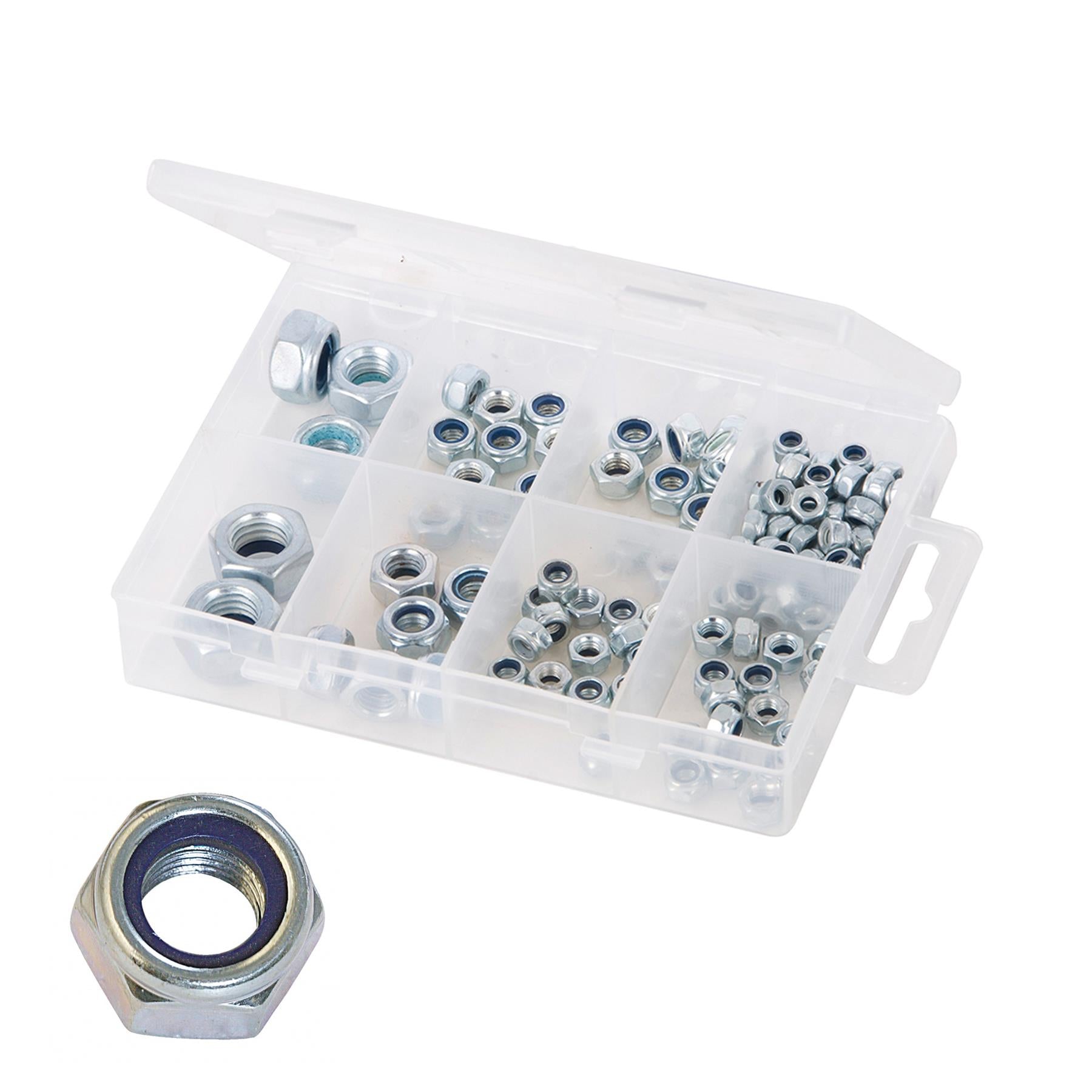 108Pce Lock Nuts Pack Secure Tight Fitting Around Threads Firm M4-M12 Size
