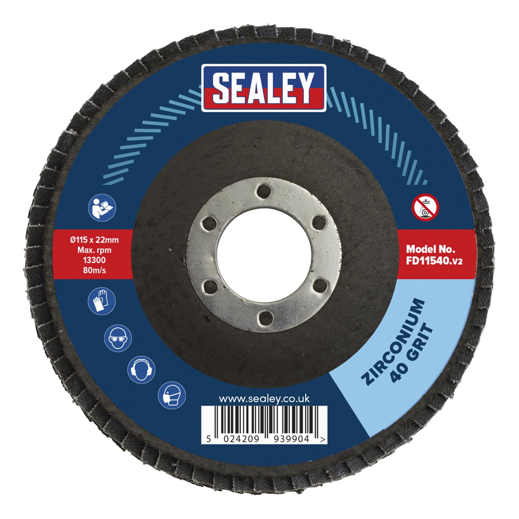 Sealey Flap Disc Zirconium �115mm 22mm Bore 40Grit
