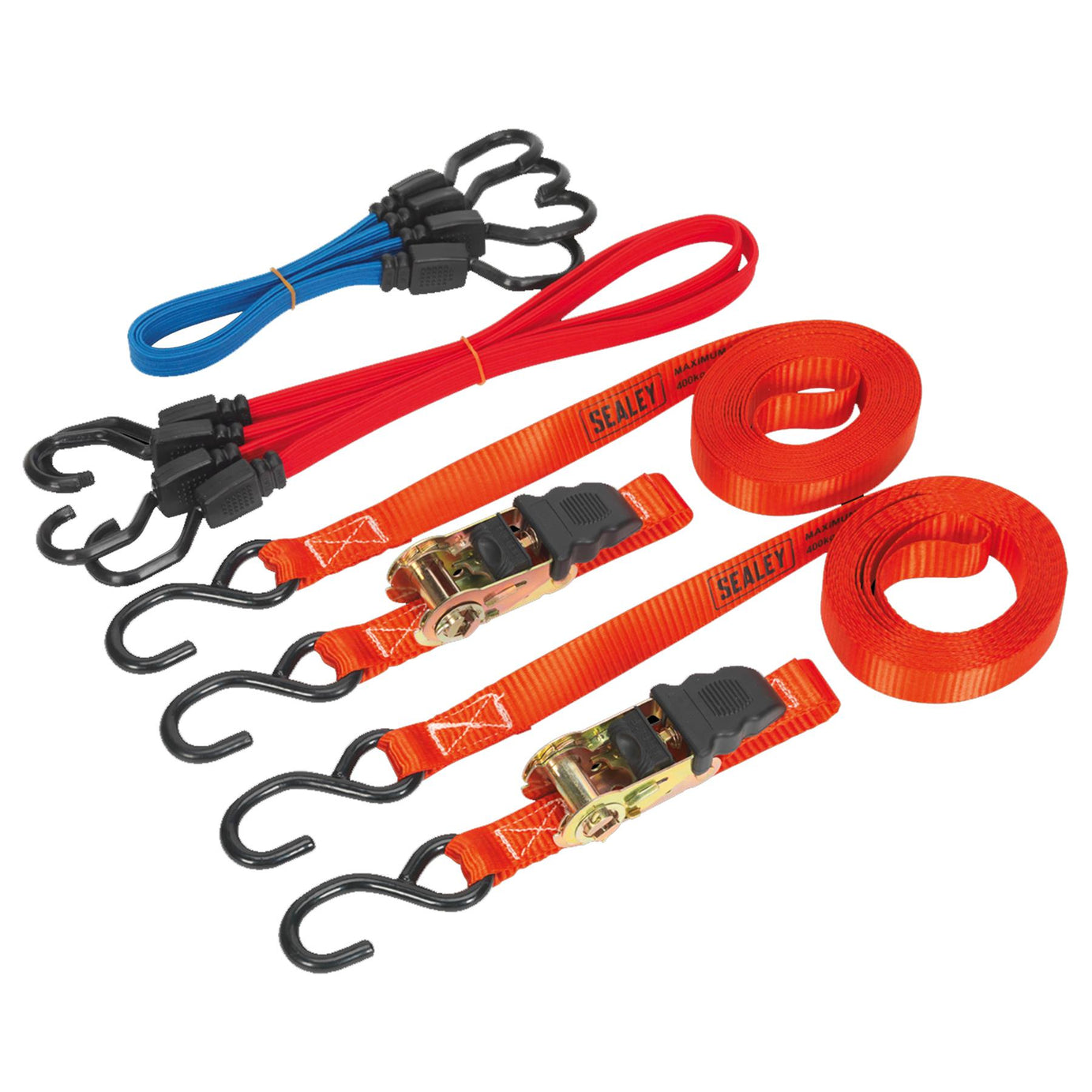 Tie Down & Bungee Cord Set 6pc Suitable For Securing Loads Sealey