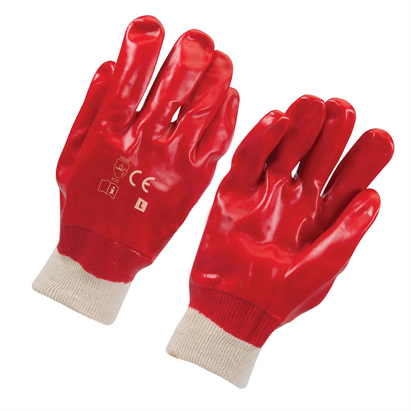 20 X Red PVC Gloves Full Dipped Quality Safety Protective Workwear Ppe