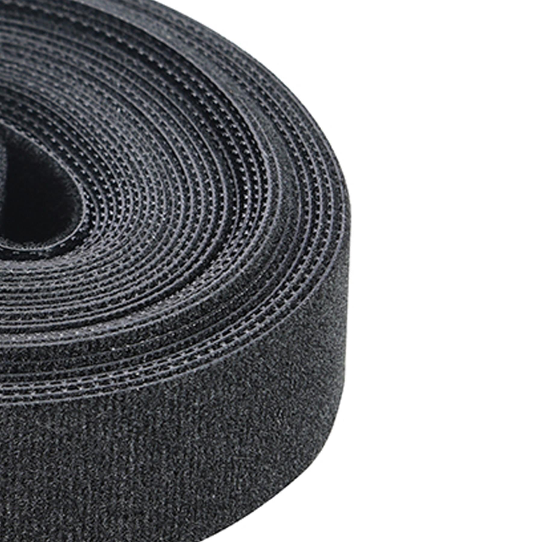 Self-Wrap Hook & Loop Tape Black - 25mm X 5M Double-Sided 100% Nylon Reusable