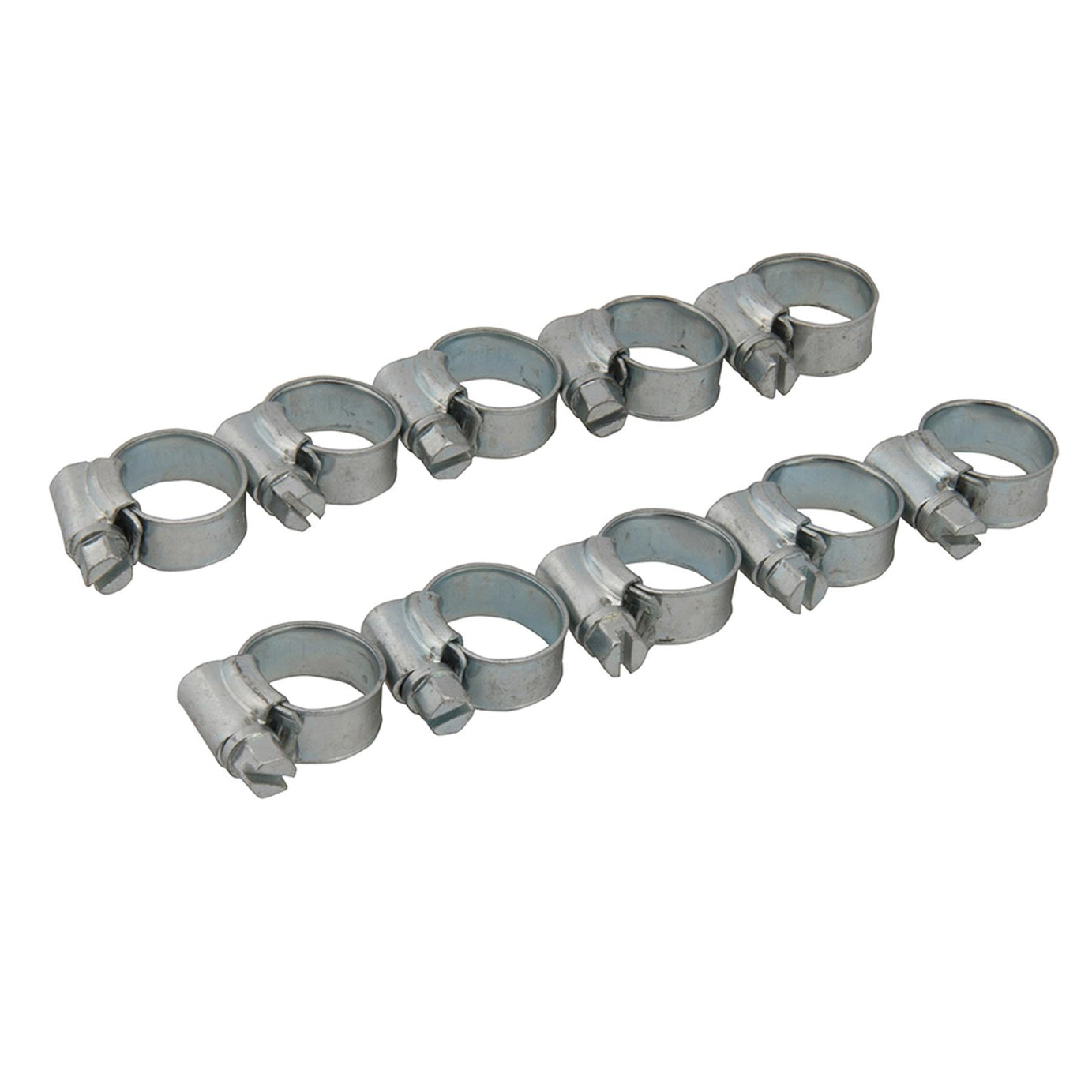 10Pk Hose Clips - 10-16mm (Moo) Zinc-Plated Mild Steel Ideal For Automotive Use