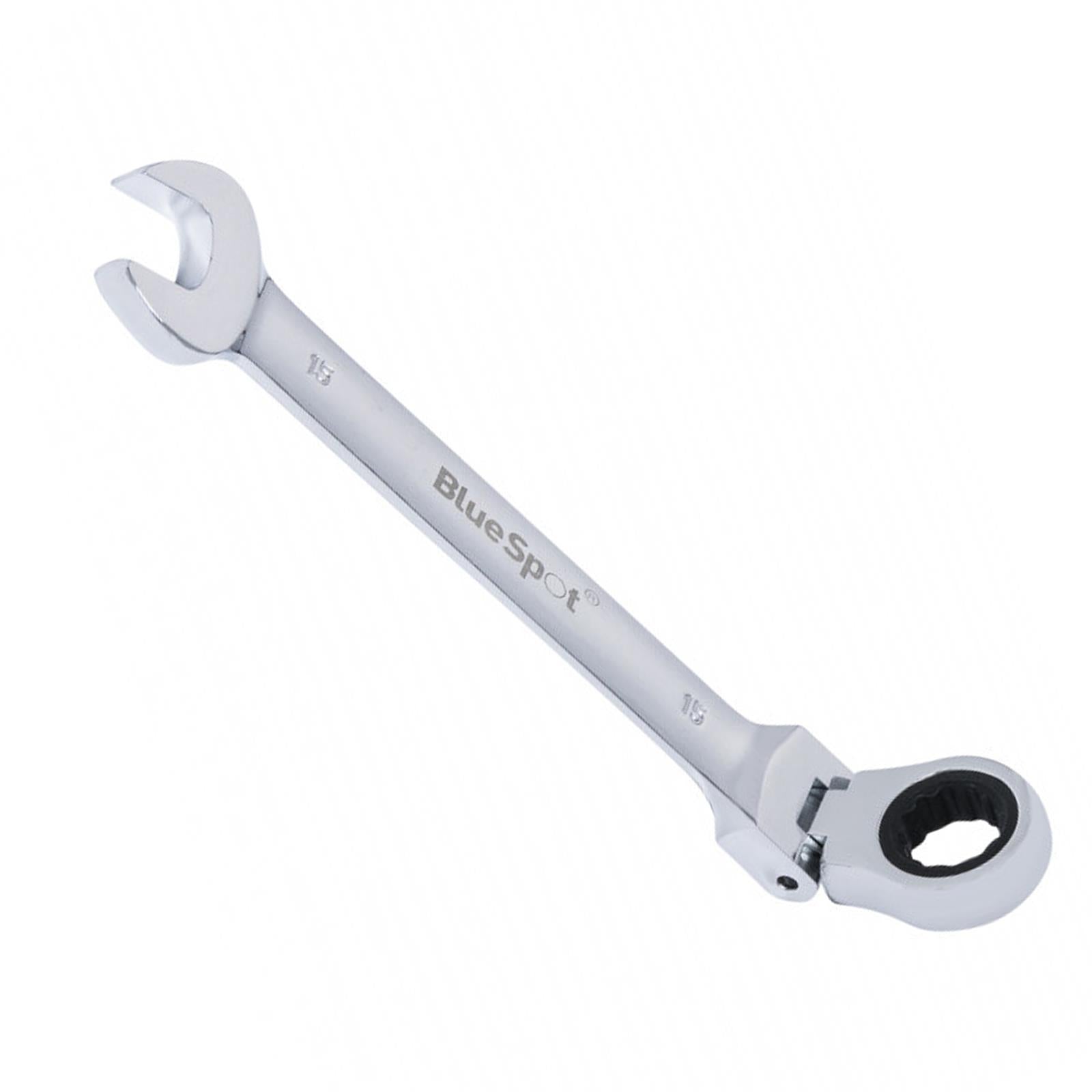 BlueSpot Ratchet Spanner Combination Flexible Head Wrench Metric 15mm