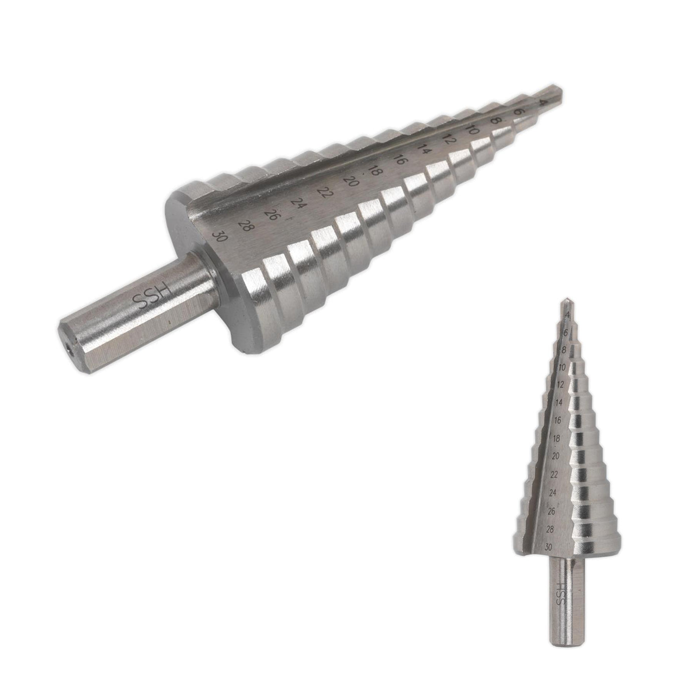 Sealey Step Drill Bit HSS 4341 Double Straight Flute 4-30mm AK4745
