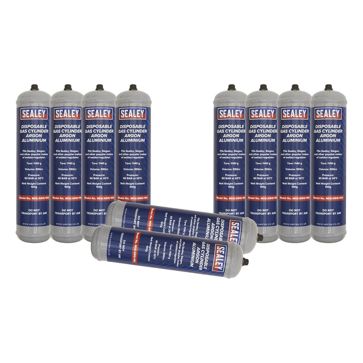 Sealey Gas Cylinder Disposable Argon 100g - Box of 12