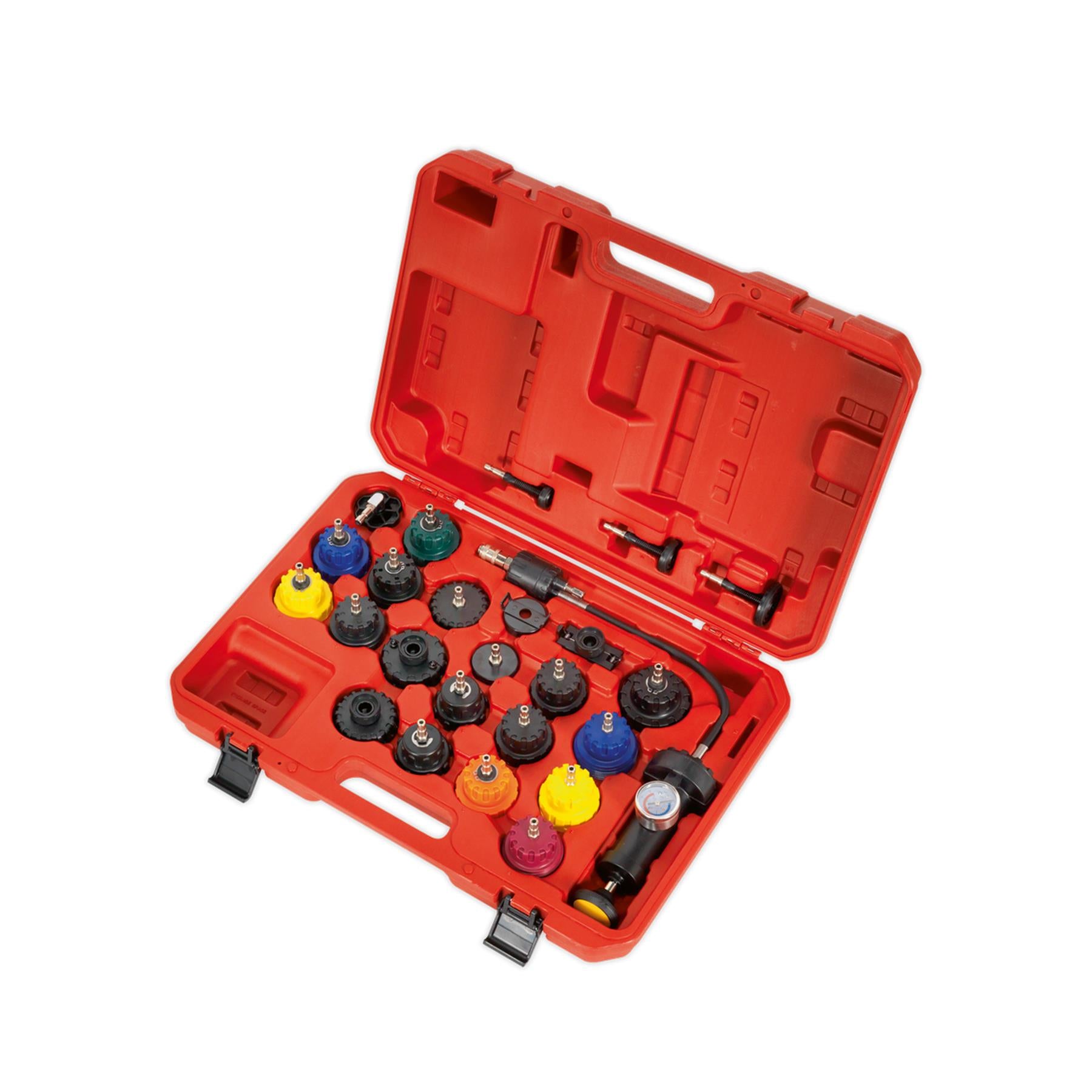 Sealey Cooling System Pressure Test Kit 25pc Quick Release Couplings