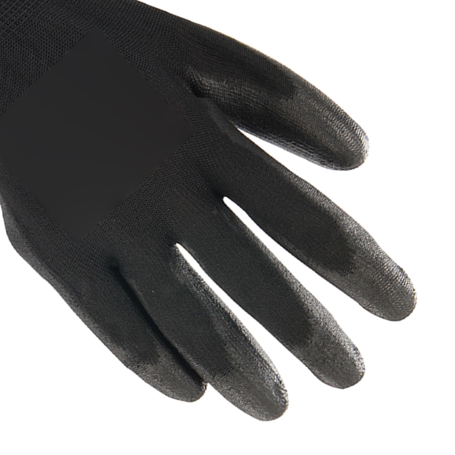 3x PU Palm Coated Work Wear Gardening Black Safety Gloves M 9