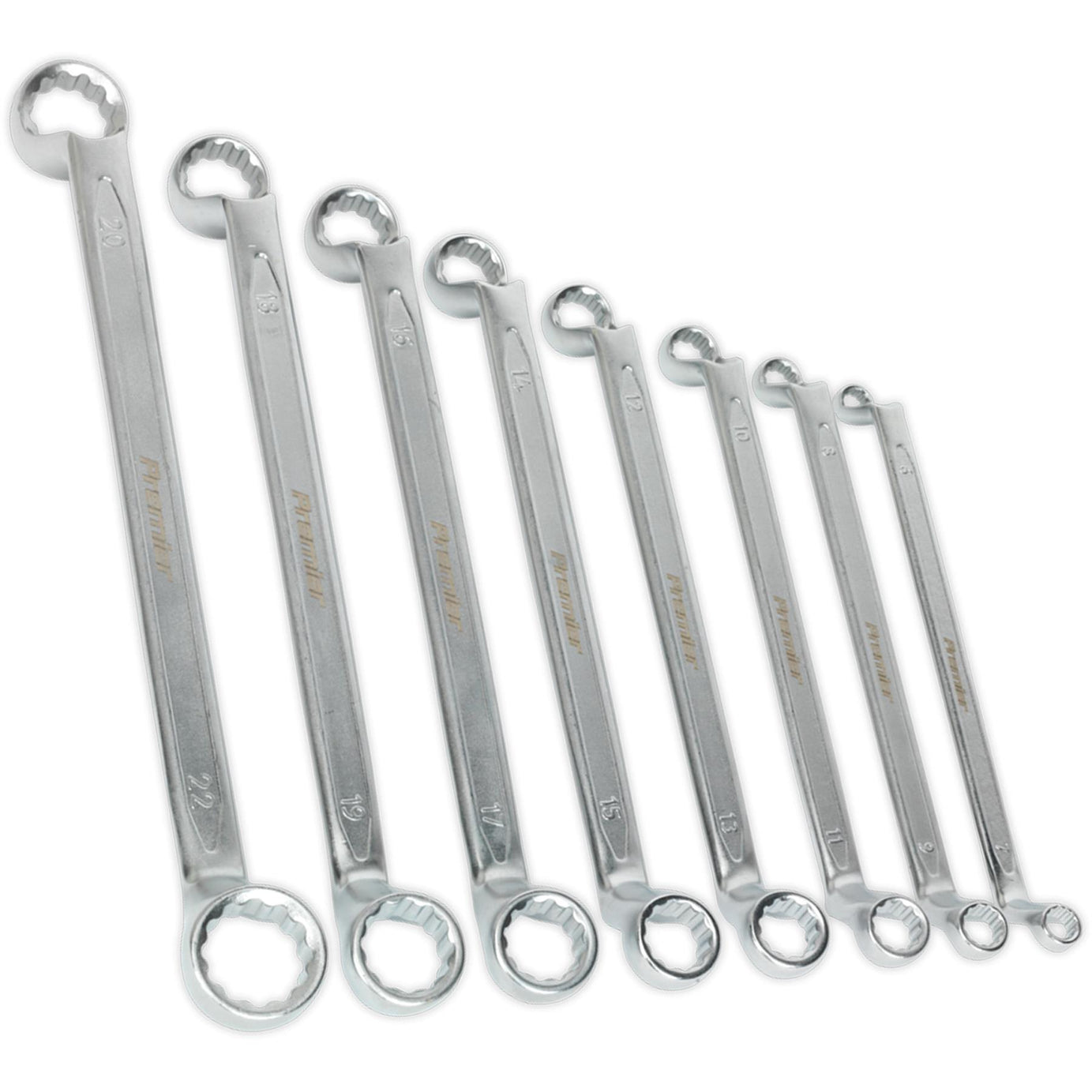 Sealey Offset Double End Ring Spanner Set 8pc Metric