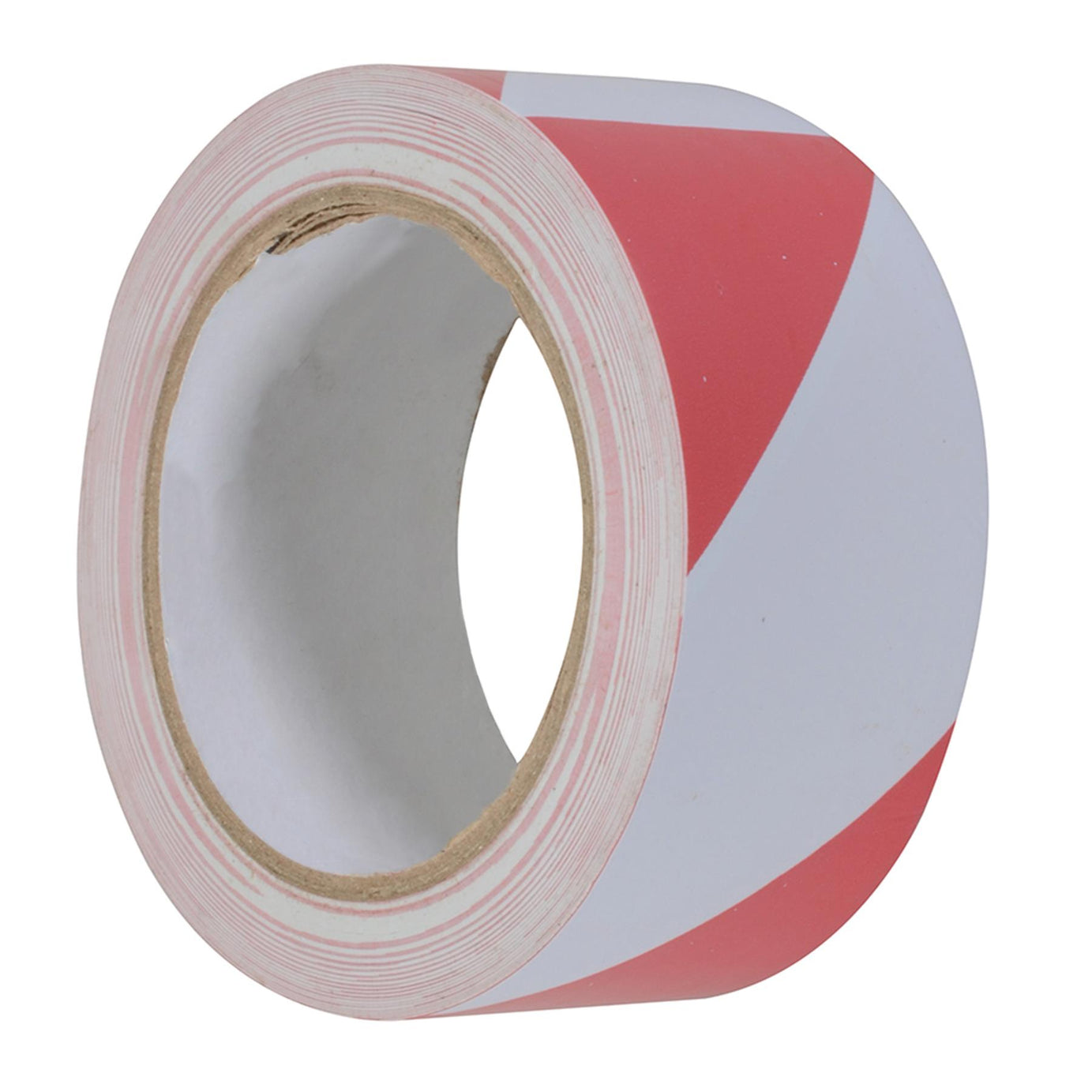 Hazard Tape - 50mm X 33M Red/White Pvc Carrier & Rubber Adhesive Solvent Resist