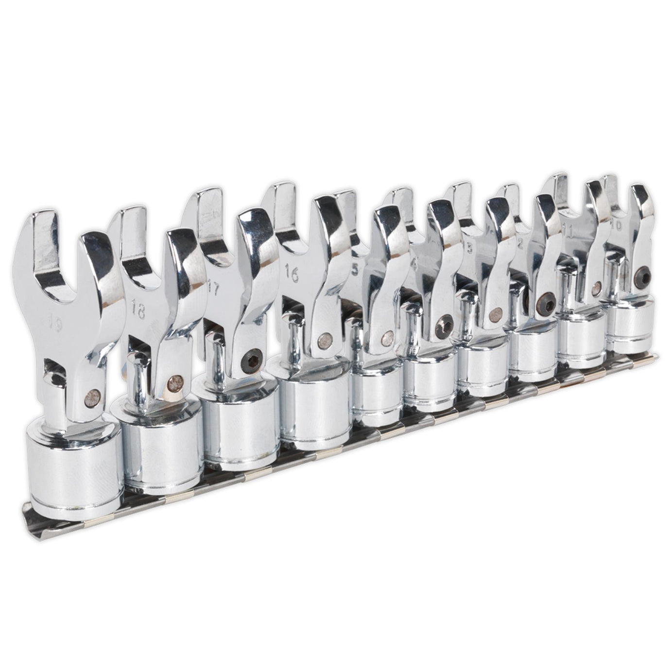 Sealey Flexible Crow's Foot Open-End Spanner Set 10pc 3/8"Sq Dr MM