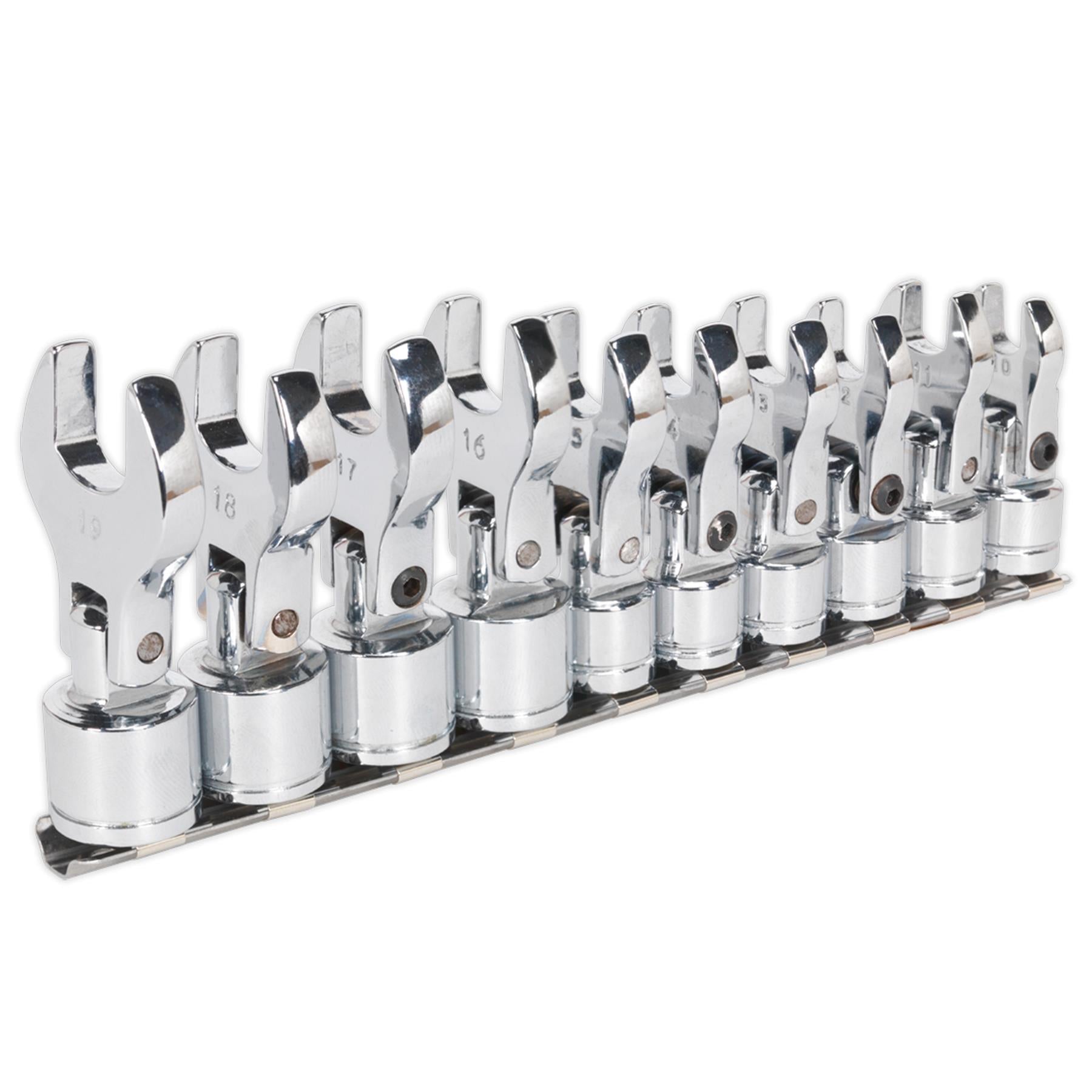 Sealey Flexible Crow's Foot Open-End Spanner Set 10pc 3/8"Sq Dr MM