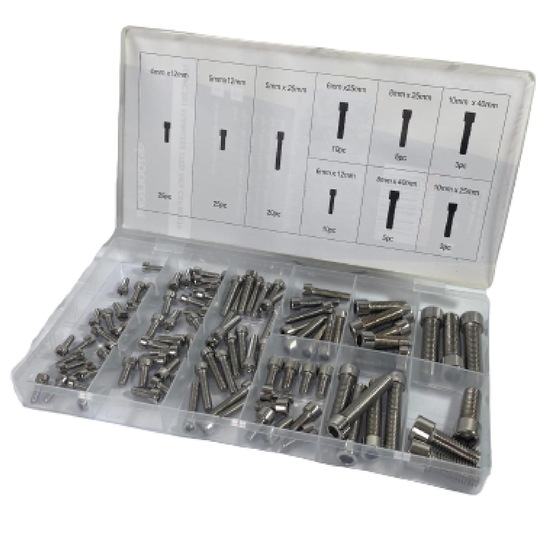 106Pcs Assorted Stainless Steel Hex Screws 201 S/S Hex Cap Bolts and Nuts