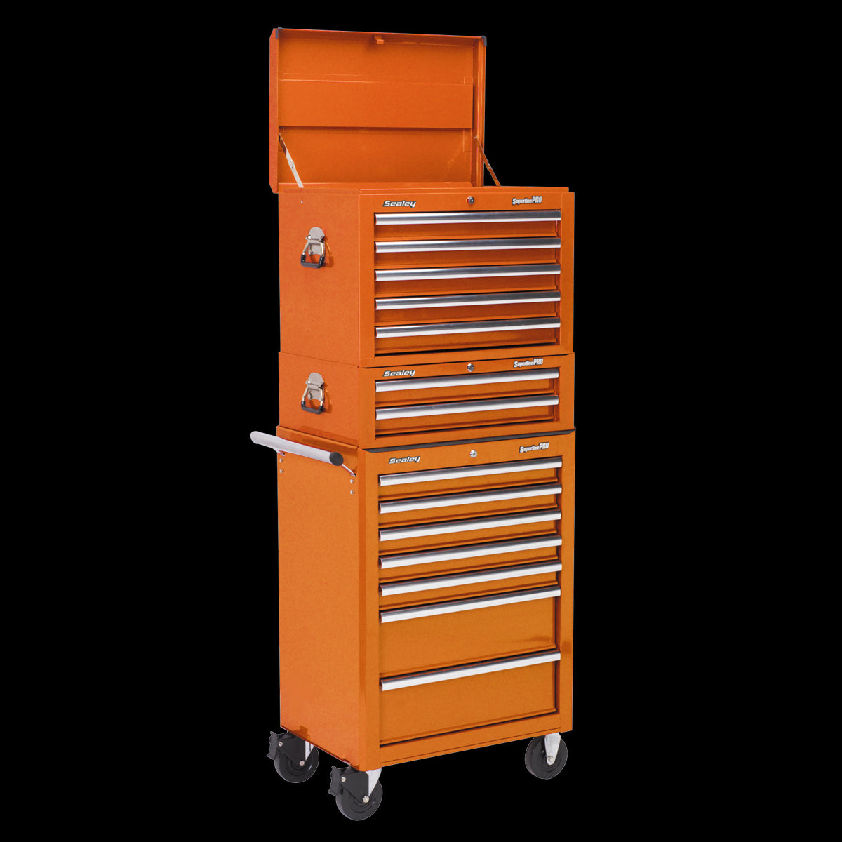 Sealey Topchest, Mid-Box & Rollcab Combination 14 Drawer - Orange