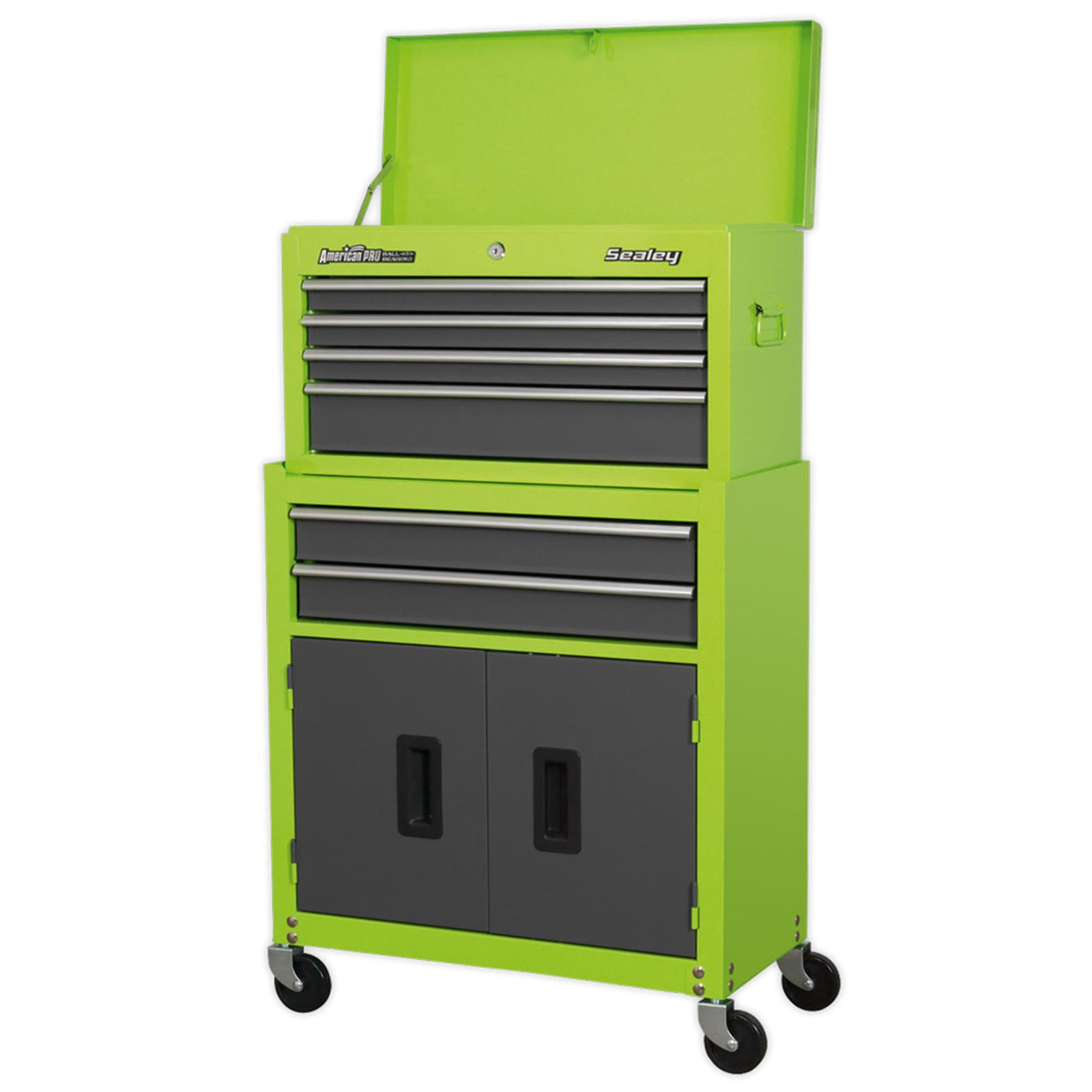 Sealey Topchest & Rollcab Combo 6 Drawer- Hi-Vis Green/Grey