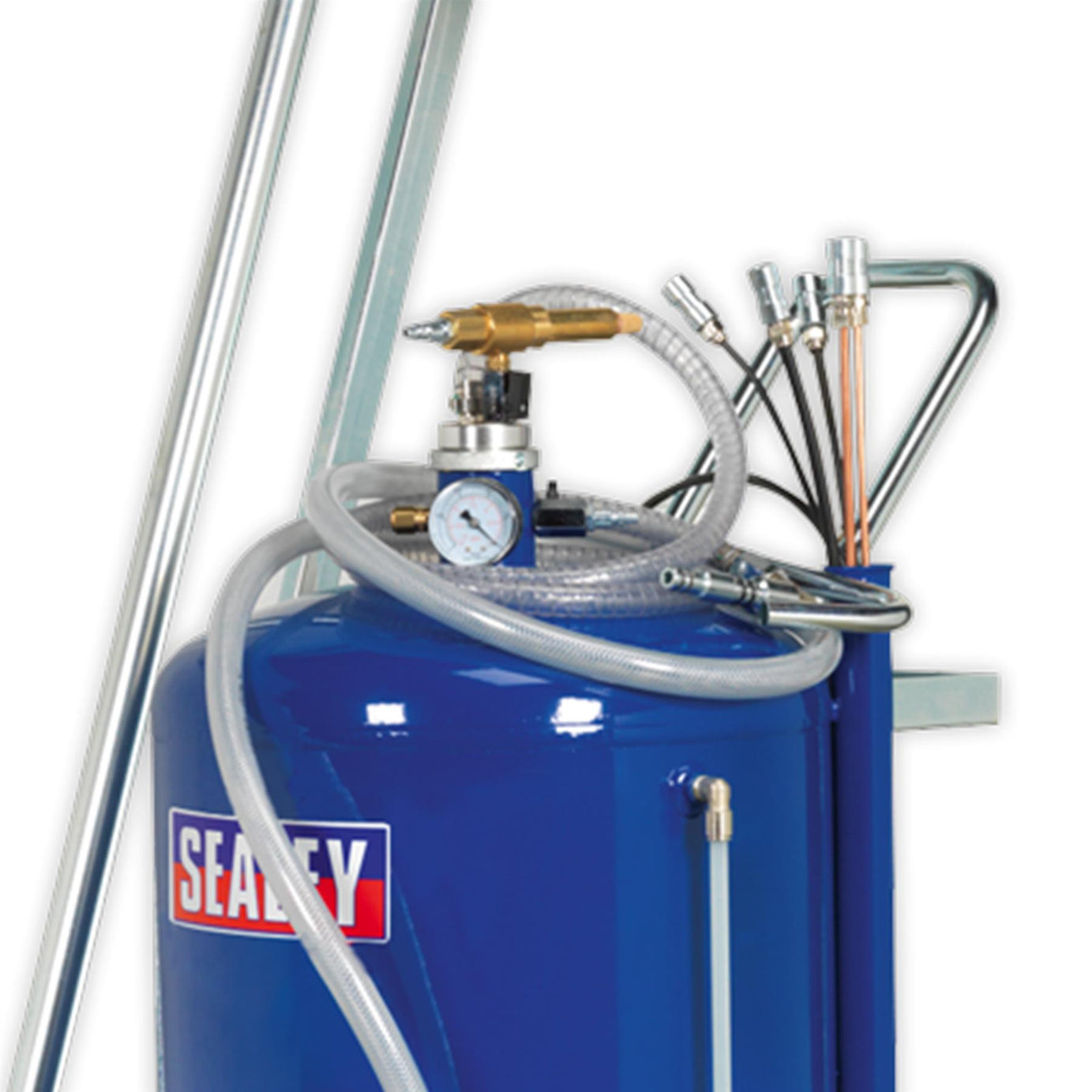 Sealey Mobile Oil Drainer + Probes 80L Cantilever Air Discharge