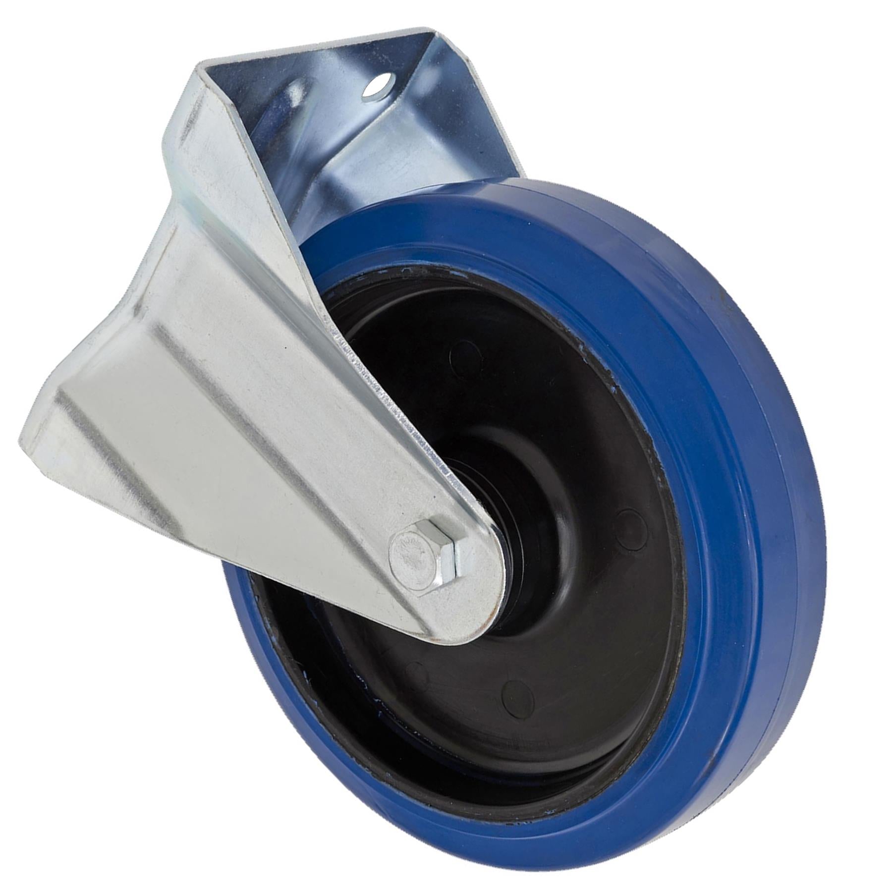 Sealey Heavy-Duty Blue Elastic Rubber Fixed Castor Wheel 160mm