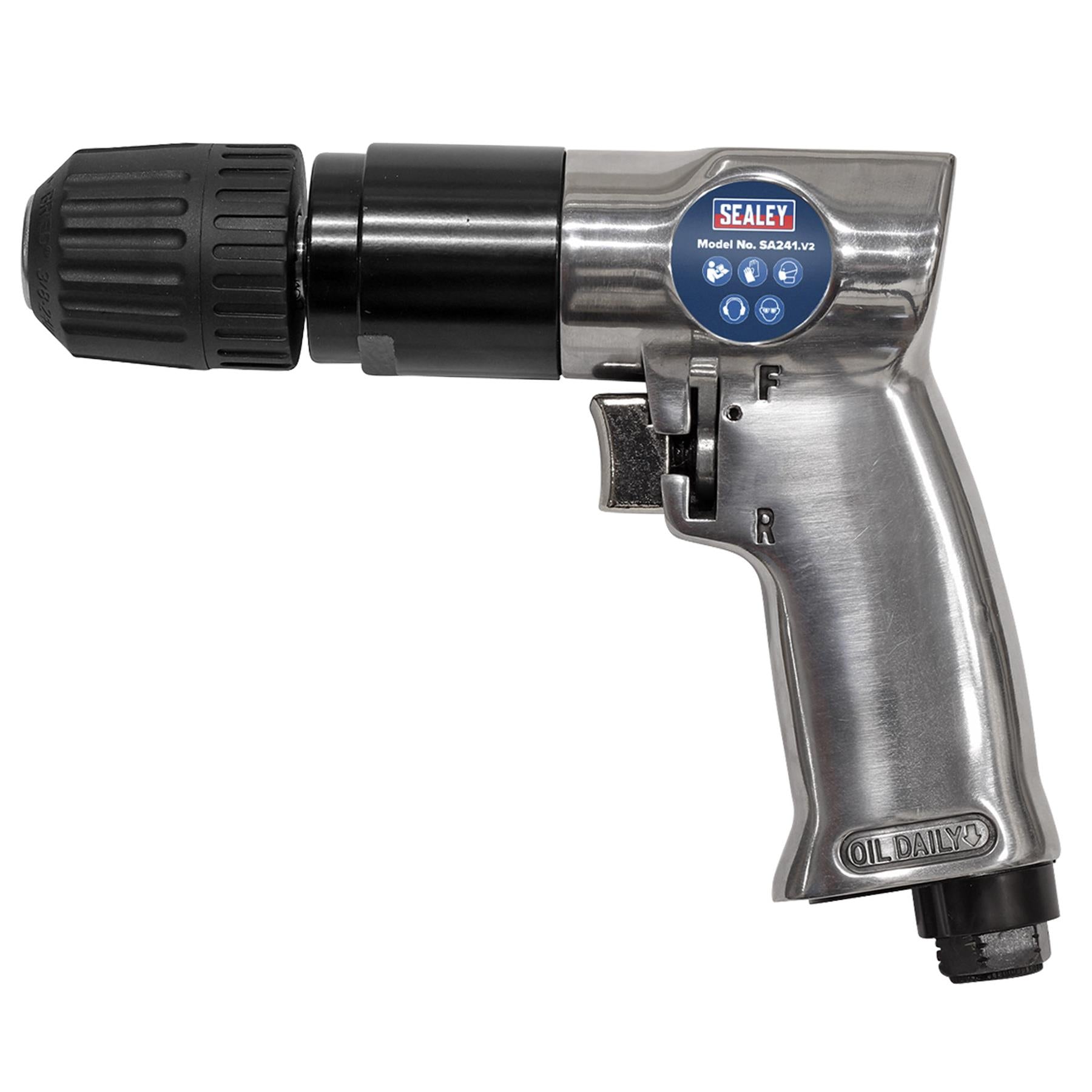 Sealey Air Drill Ø10mm Reversible with Keyless Chuck