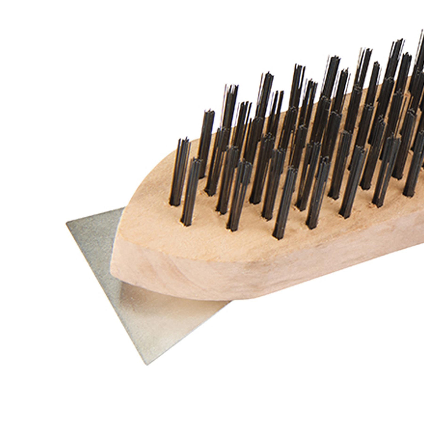 Wooden Wire Brush & Scraper 6 Row Wooden Handle With Scraper Heavy Duty