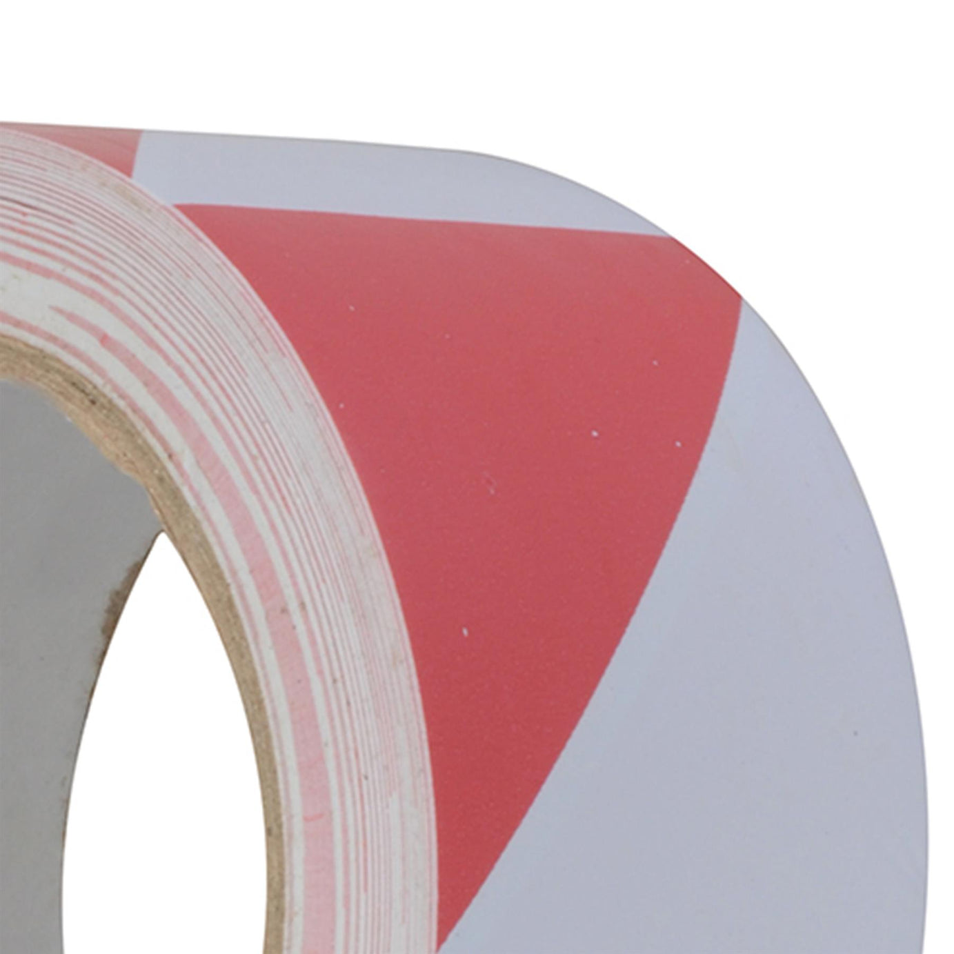 Hazard Tape - 50mm X 33M Red/White Pvc Carrier & Rubber Adhesive Solvent Resist