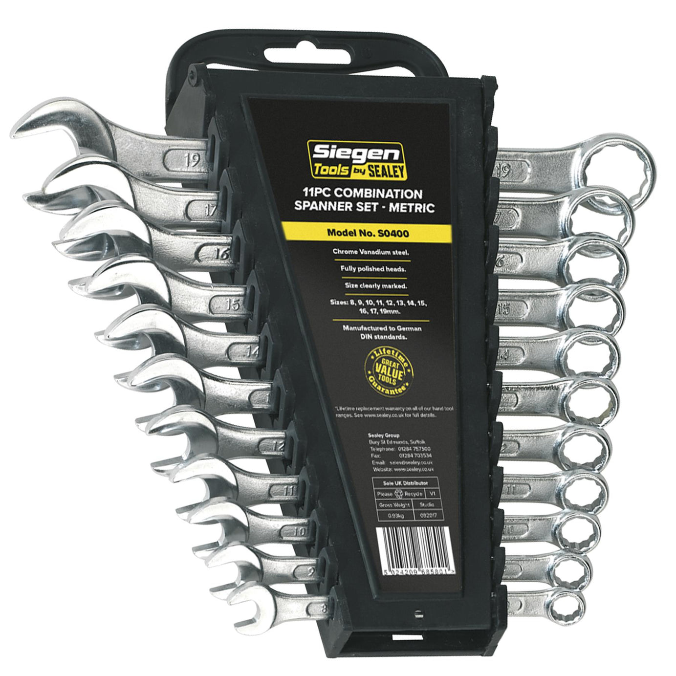 Sealey Combination Spanner Set 11pc Metric