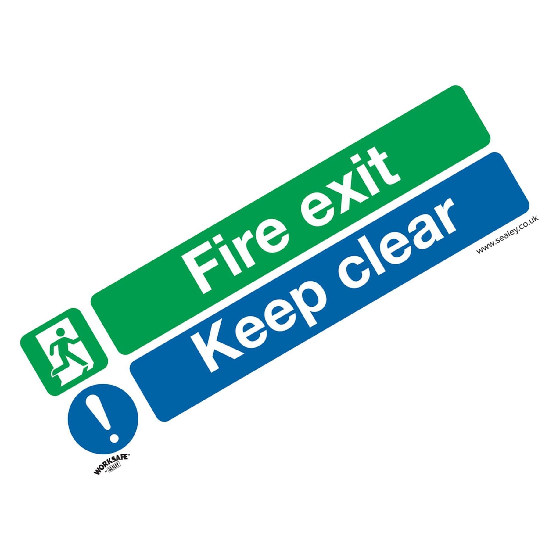 Safe Conditions Safety Sign - Fire Exit Keep Clear (Large) - Self-Adhesive Vinyl