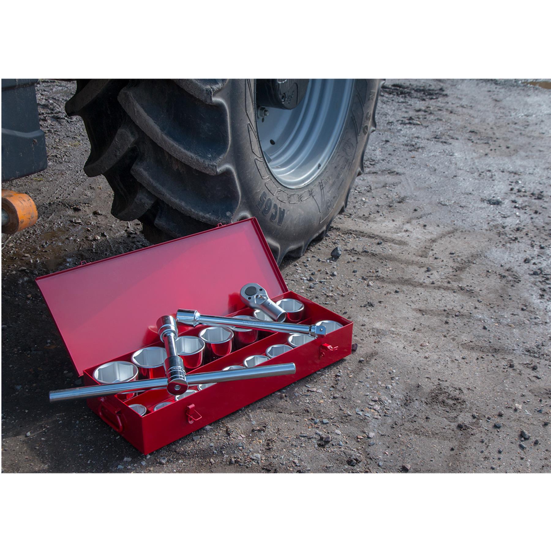 Sealey Socket Set 22pc Chrome Vanadium Steel 1"Sq Drive 6pt WallDrive Metric