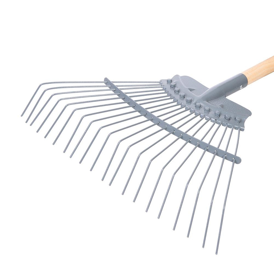 Hardened Carbon Steel Lawn Rake 1730mm Clearing Leaves Grass Thatch Garden Tools