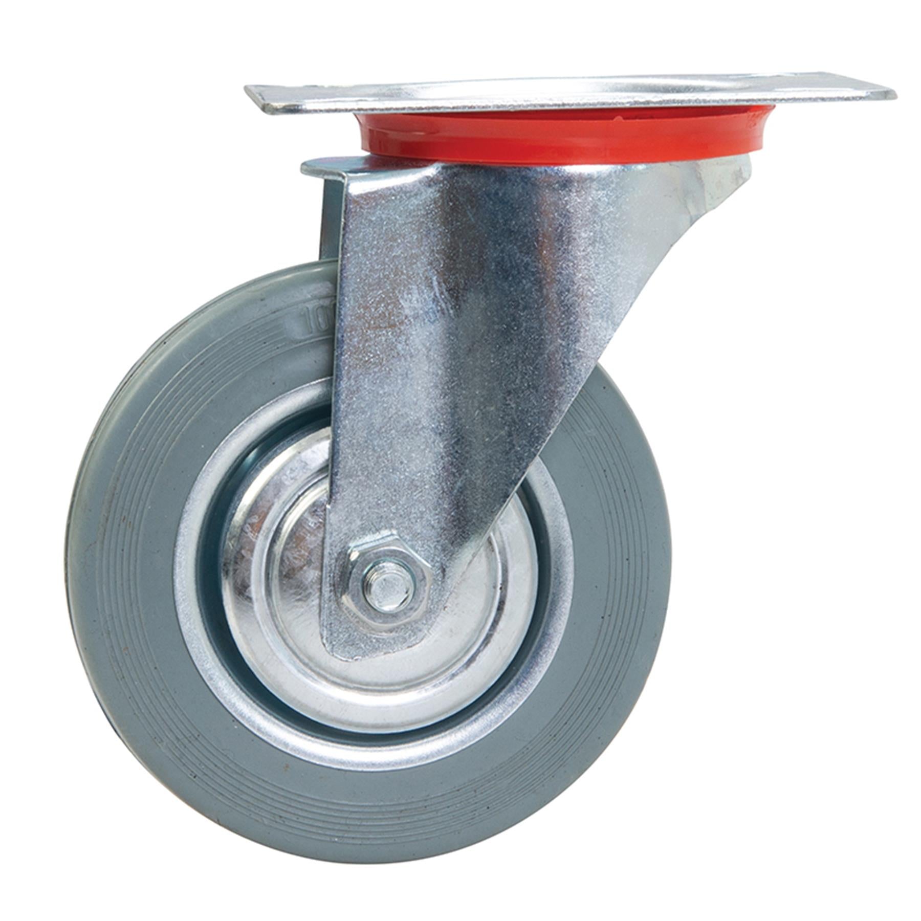 Swivel Rubber Castor - 100mm 70Kg With Non-Marking Tyre And Swivel Action