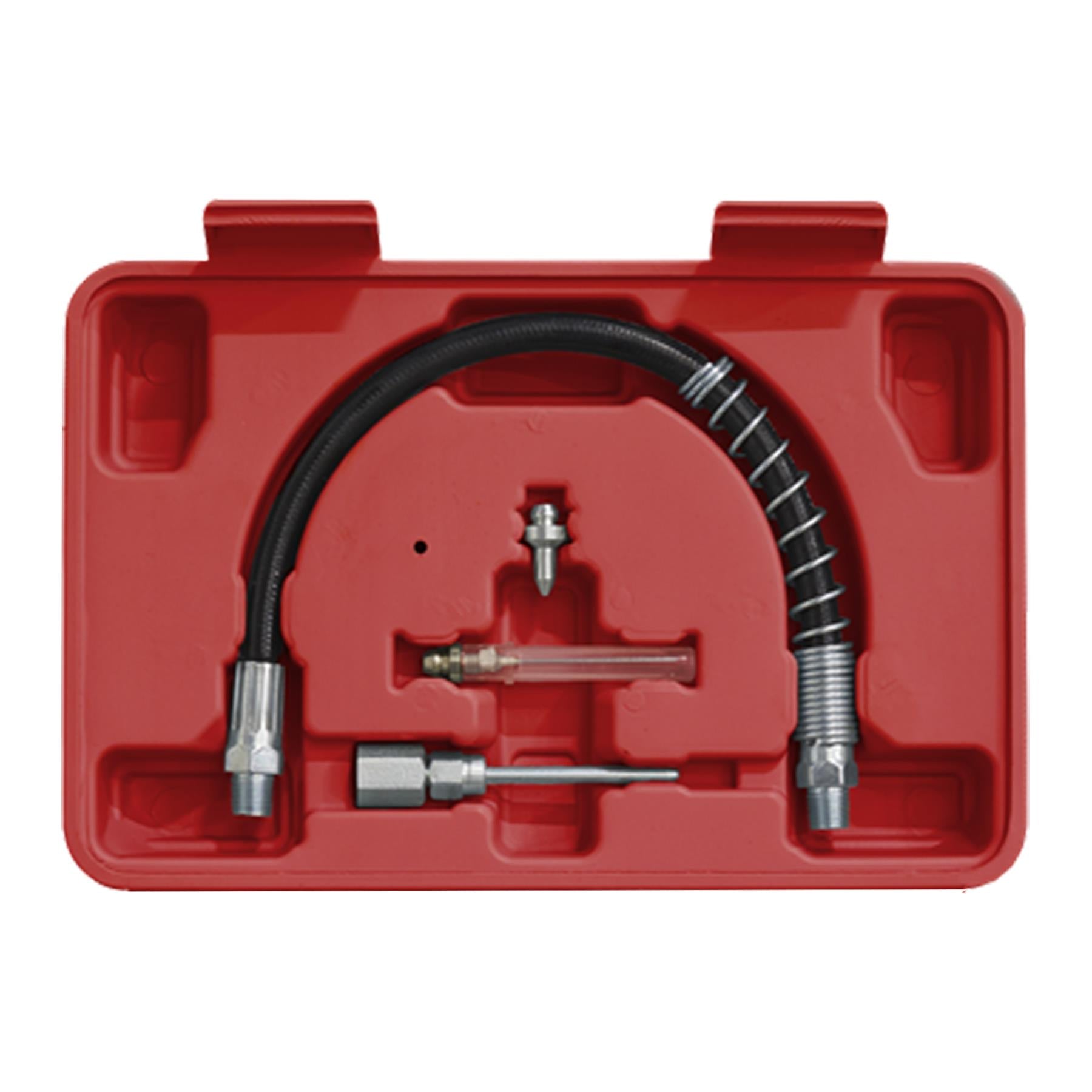 Sealey Manual Grease Gun Adaptor Kit Couplers Nozzles & Flexible Hose 12pc Set