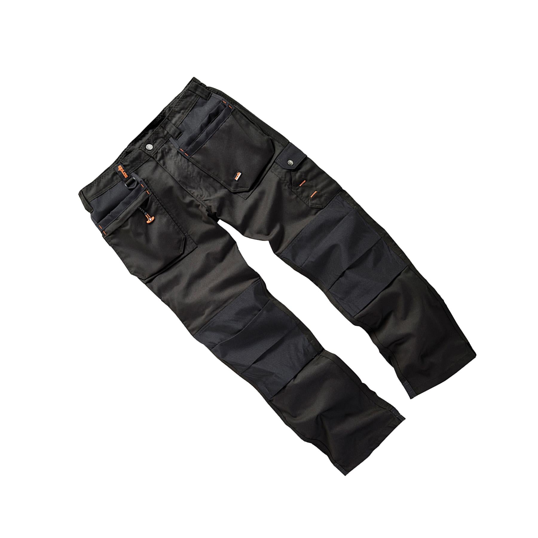 Scruffs WORKER PLUS Black Mens Work Trouser Trade Hardwearing Combat Cargo Size 34S