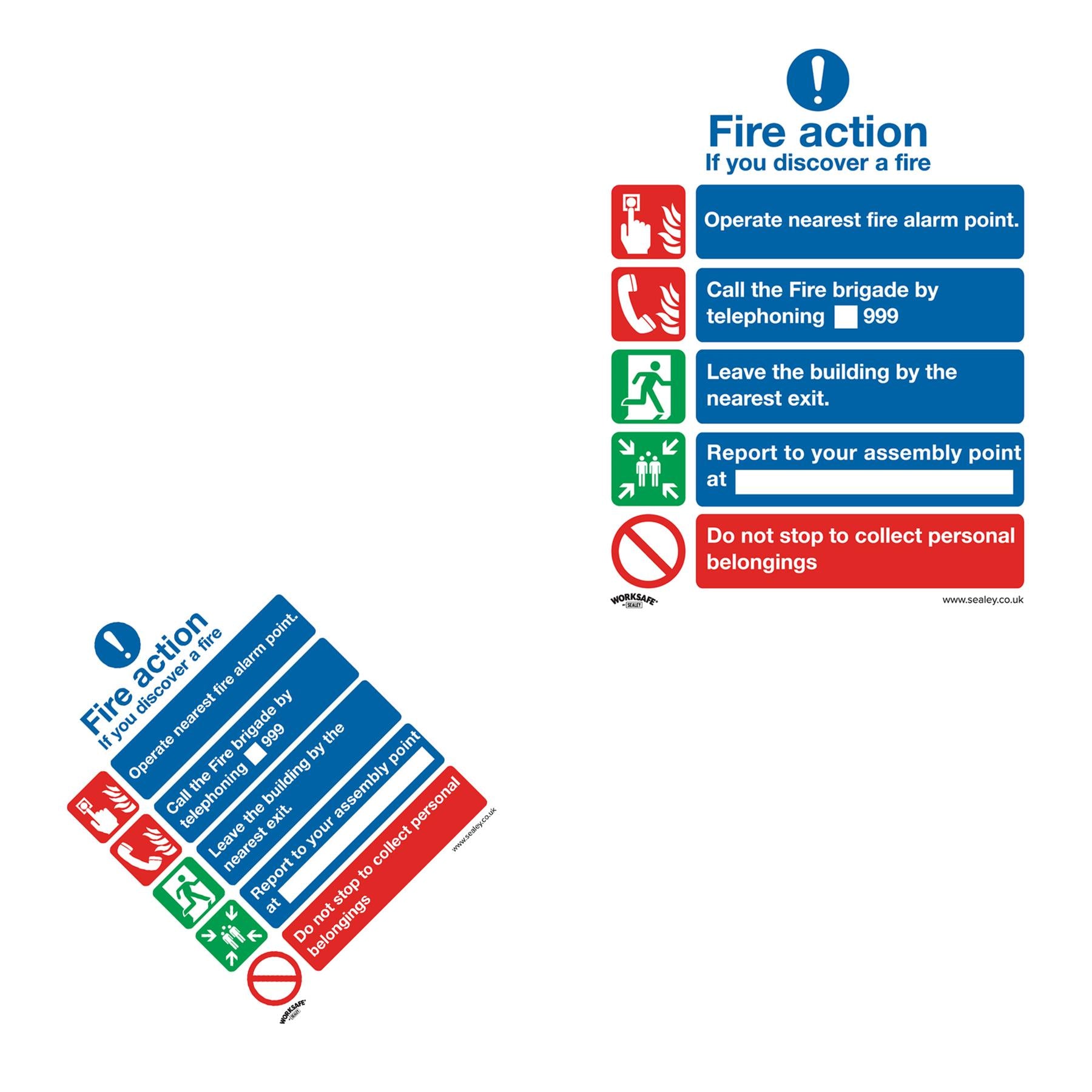 Safe Conditions Safety Sign - Fire Action Without Lift - Self-Adhesive Vinyl