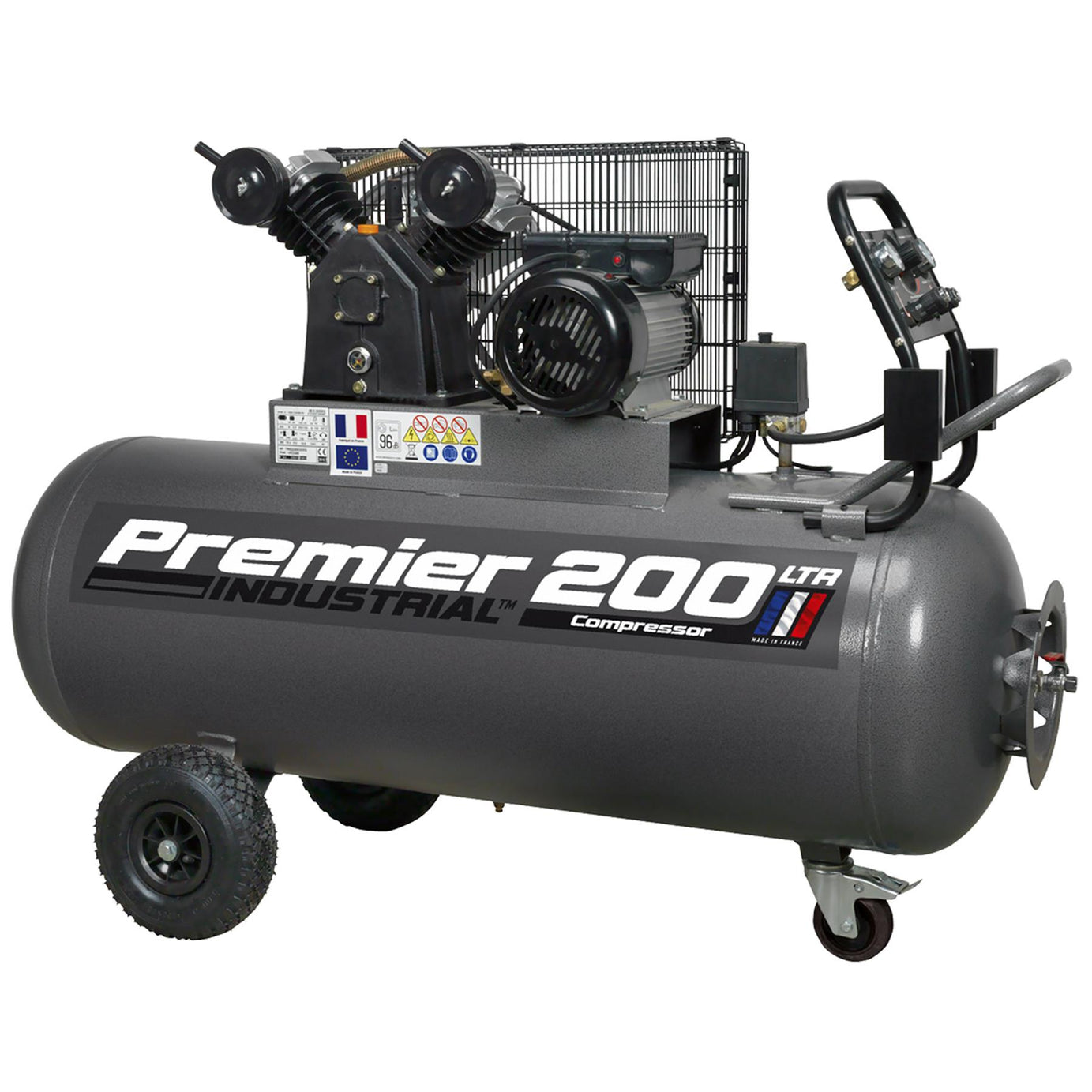 Sealey Compressor 200L Belt Drive 3hp with Front Control Panel