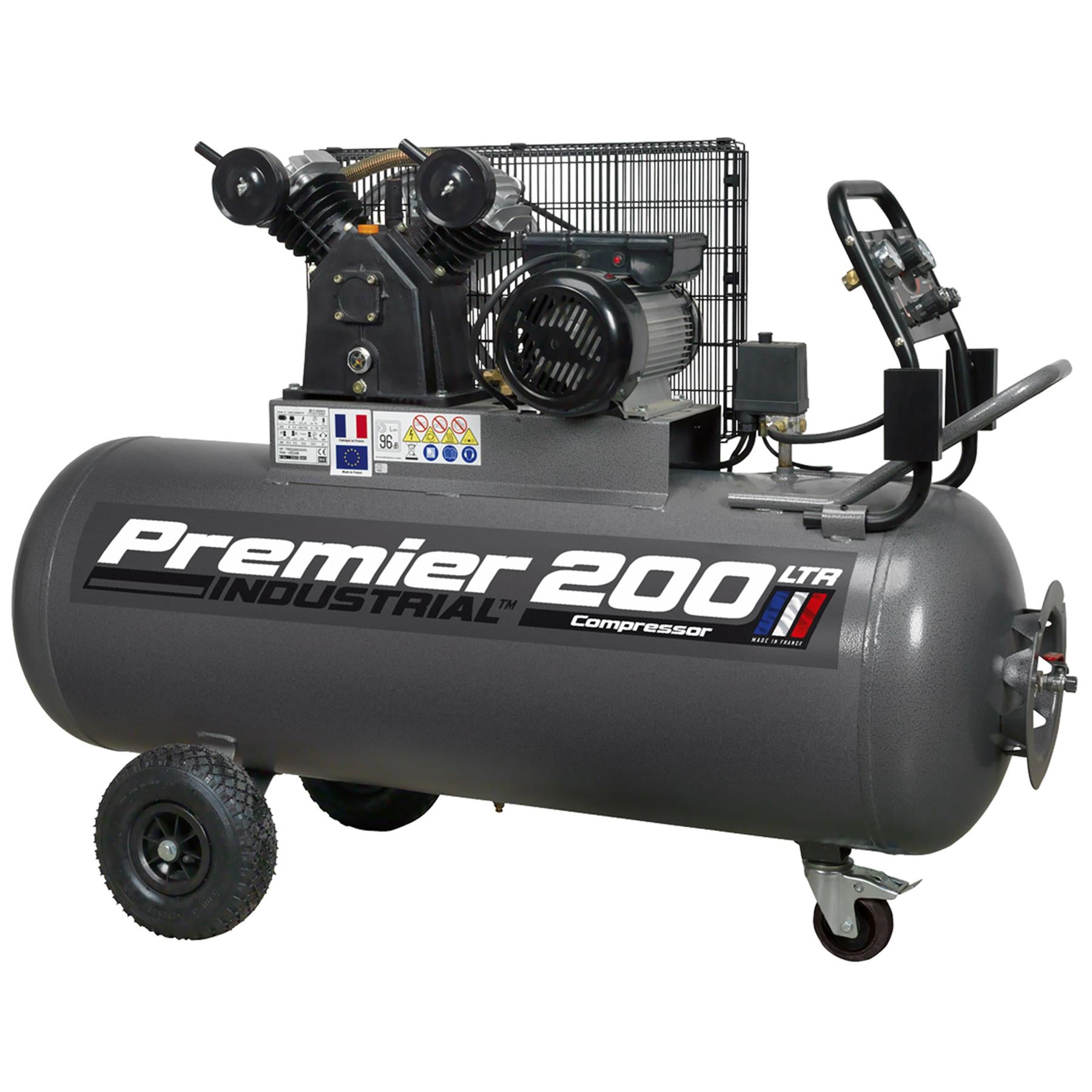 Sealey Compressor 200L Belt Drive 3hp with Front Control Panel