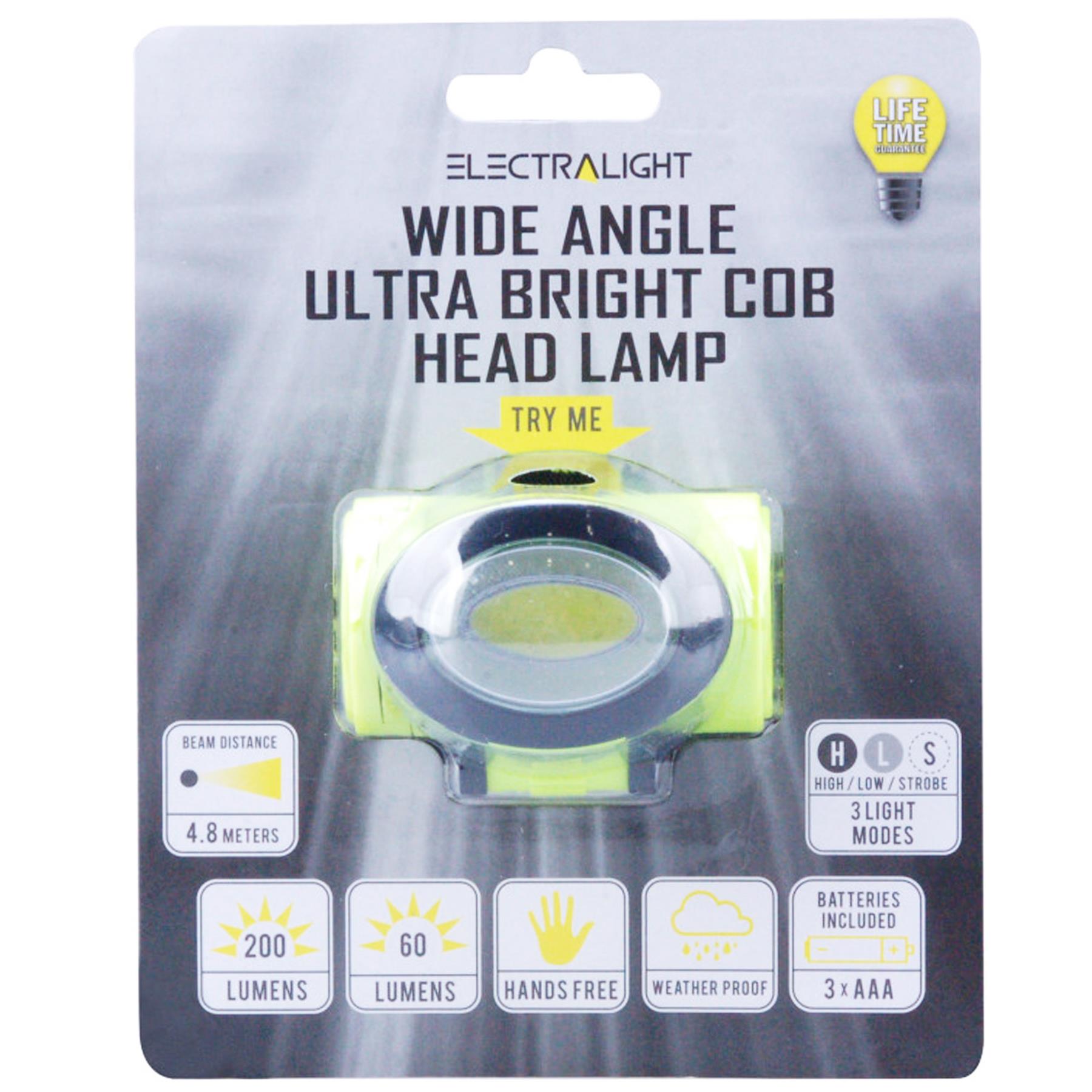 Electralight Wide Angle Ultra Bright COB Head Lamp (200 Lumens)