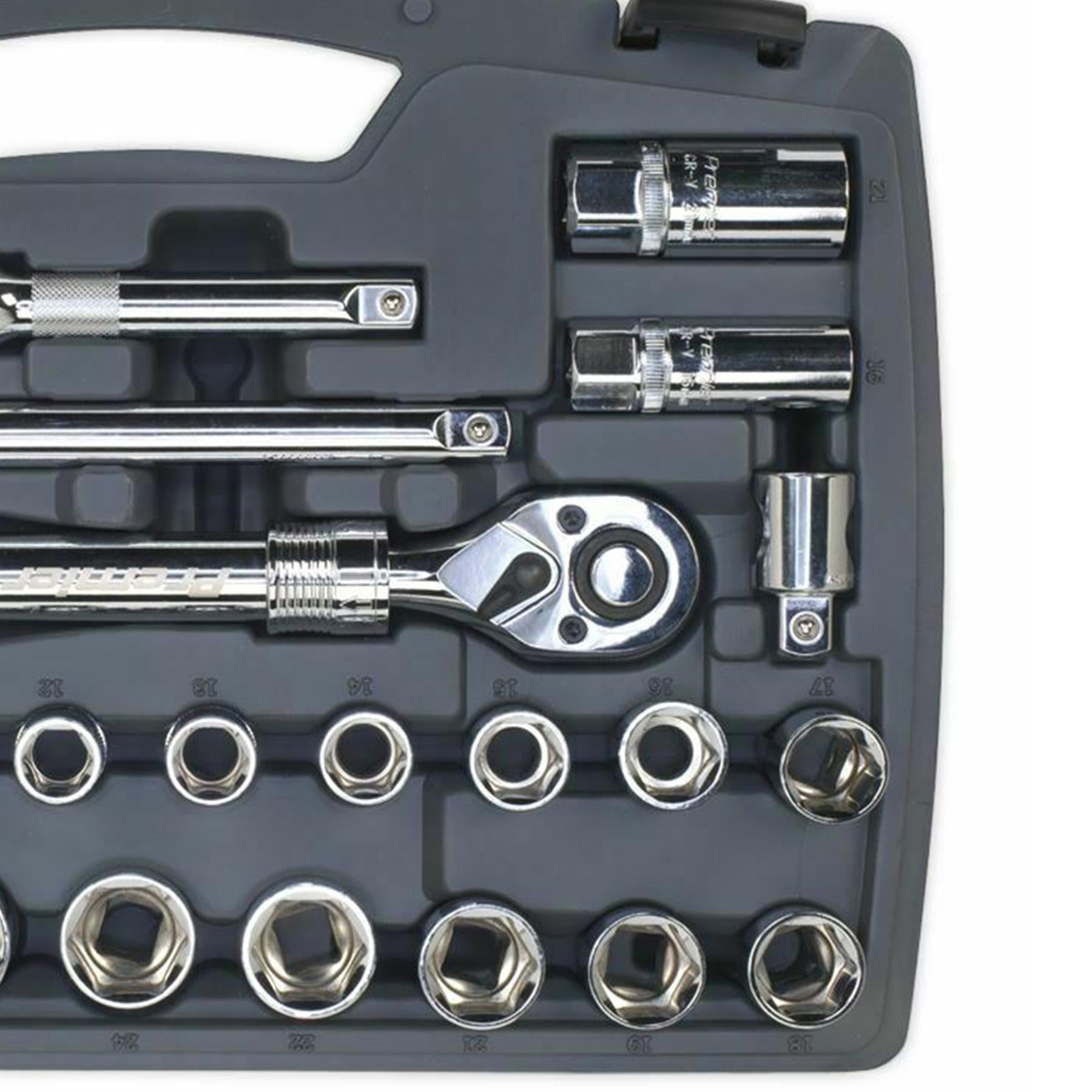 Sealey Socket Set 26pc 1/2"Sq Drive 6pt WallDrive Metric