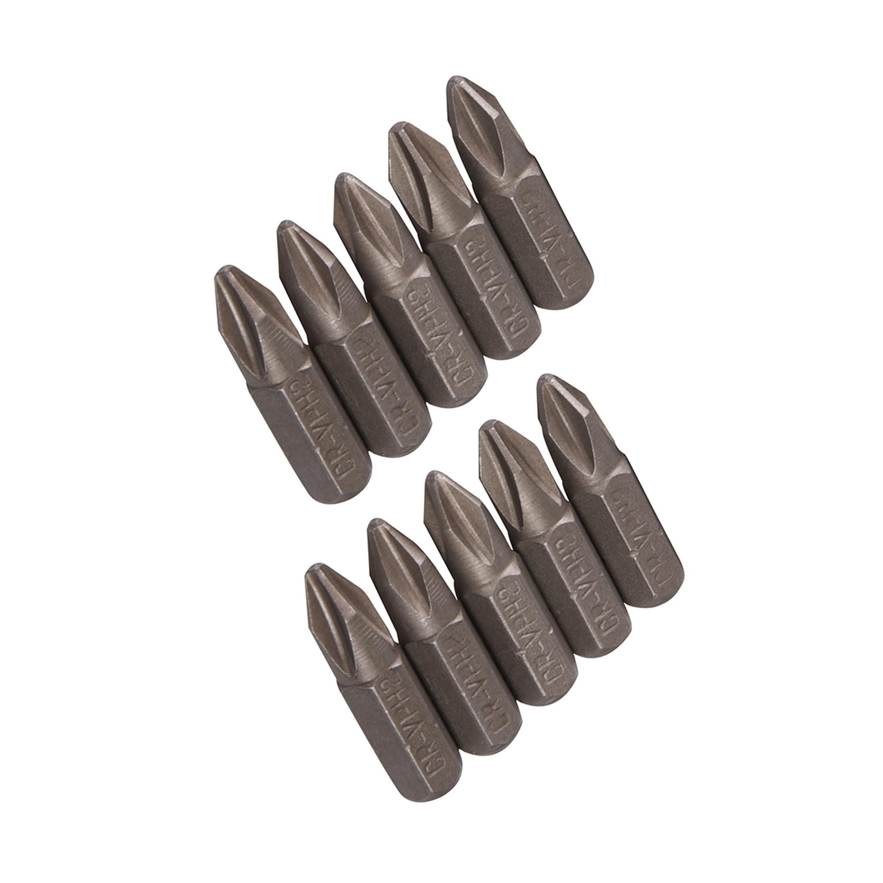 10Pk Phillips CRV Screwdriver Bits No.2 Hand Tools Screw Chrome Vanadium Steel