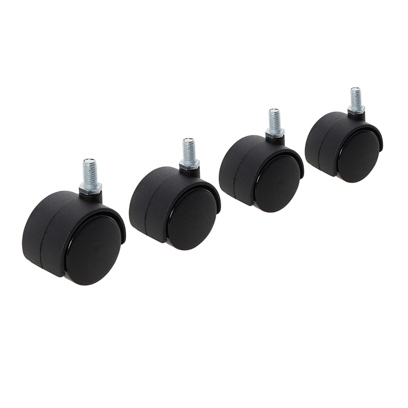 4Pk Twin Wheel Castor Bolt - 40mm Bolt Twin Swivel Action Non-Marking Tyres