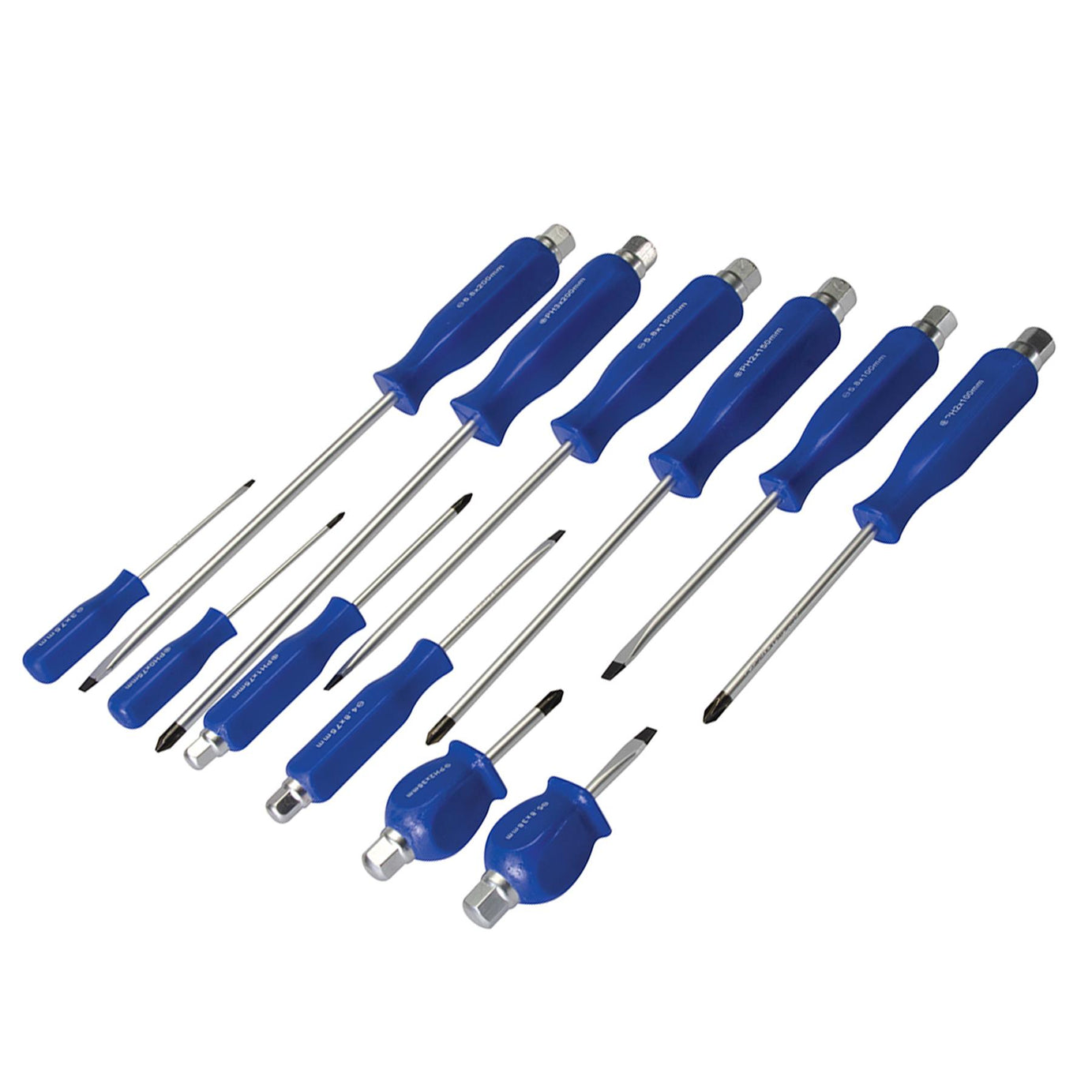 12Pce Engineers Screwdriver Set Chrome Vanadium Steel Blades Magnetic Tips