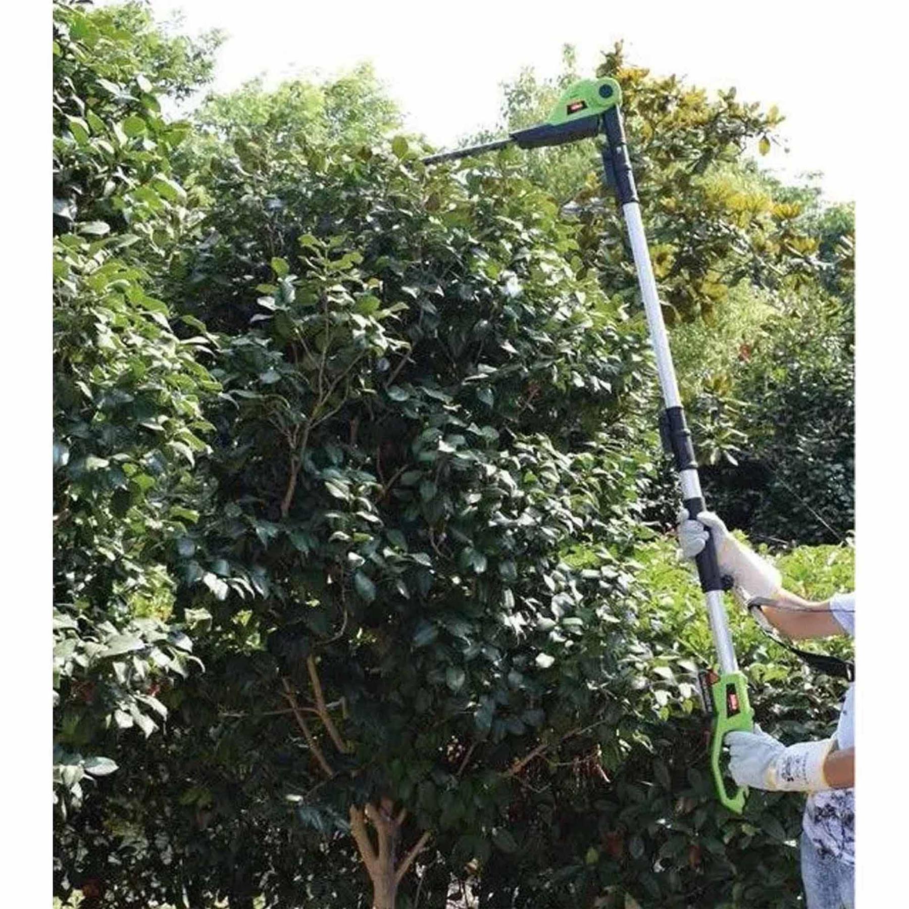 18V Cordless Long Reach Electric Hedge Trimmer Cutter Pole