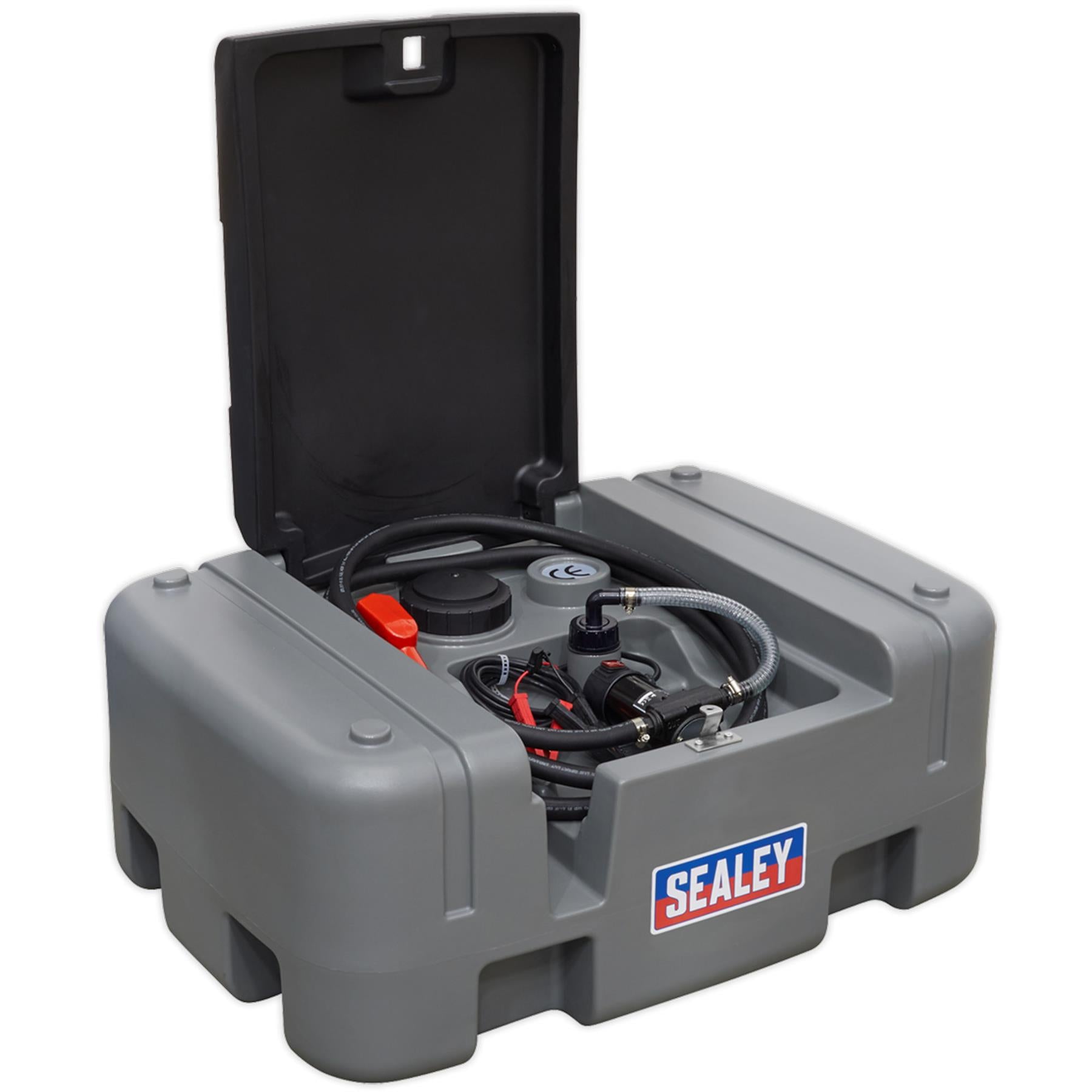 Sealey Portable Diesel Tank 200L 12V 4m Electric cable and clamps