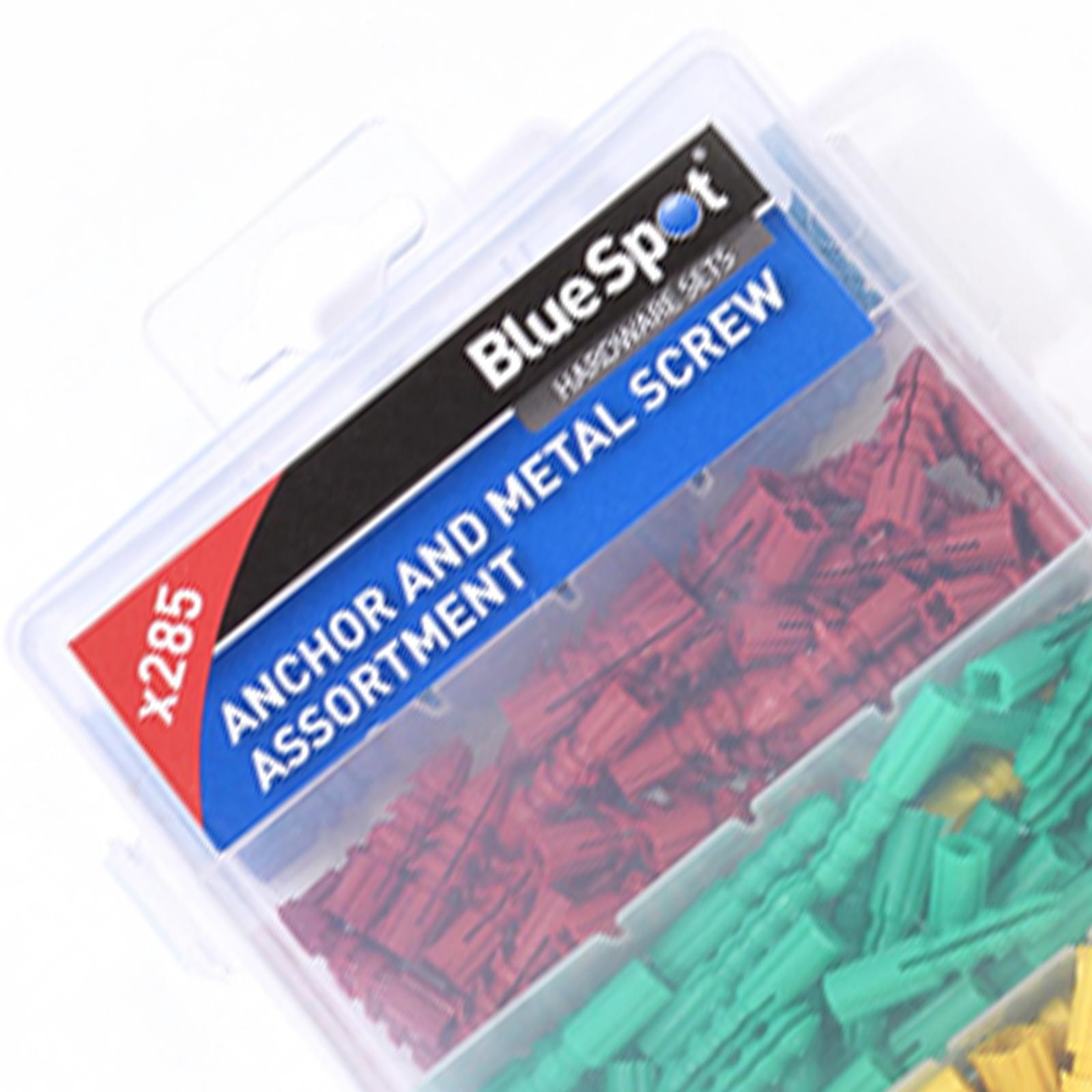 BlueSpot 285Pce Wall Plugs Assorted with Screws Rawlplugs and Fixings Set