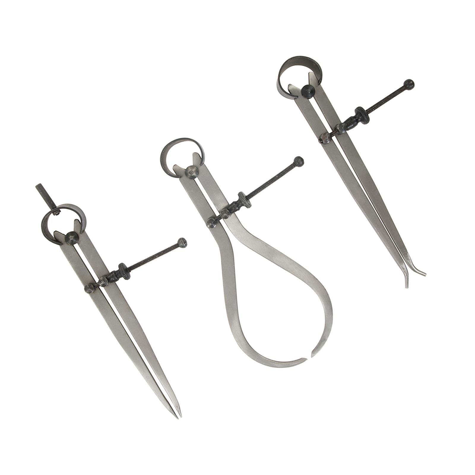 3Pce Spring Calipers Set Measuring Internal External Divider Woodwork New