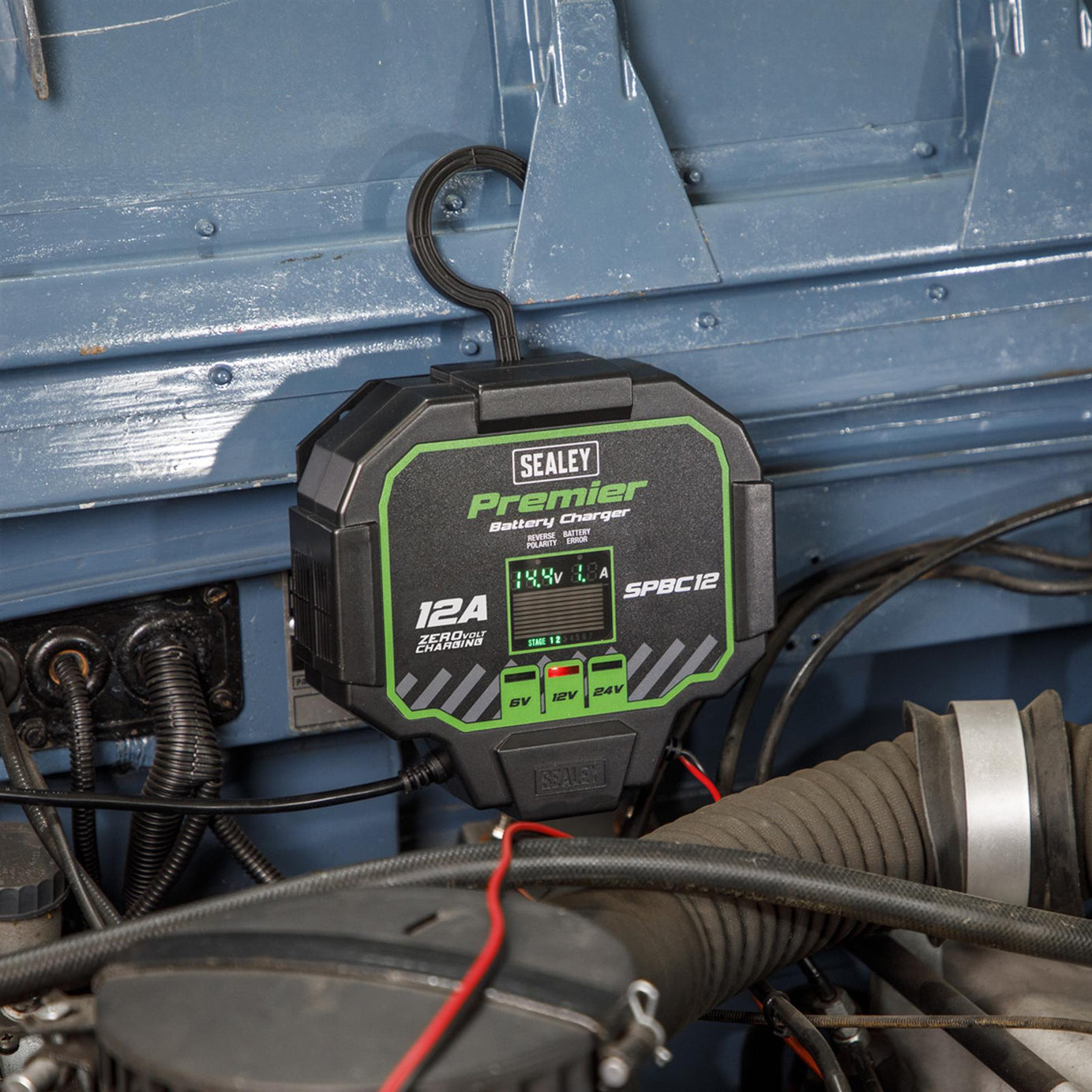 Sealey Battery Charger 12A Fully Automatic Reverse Polarity Short Circuit
